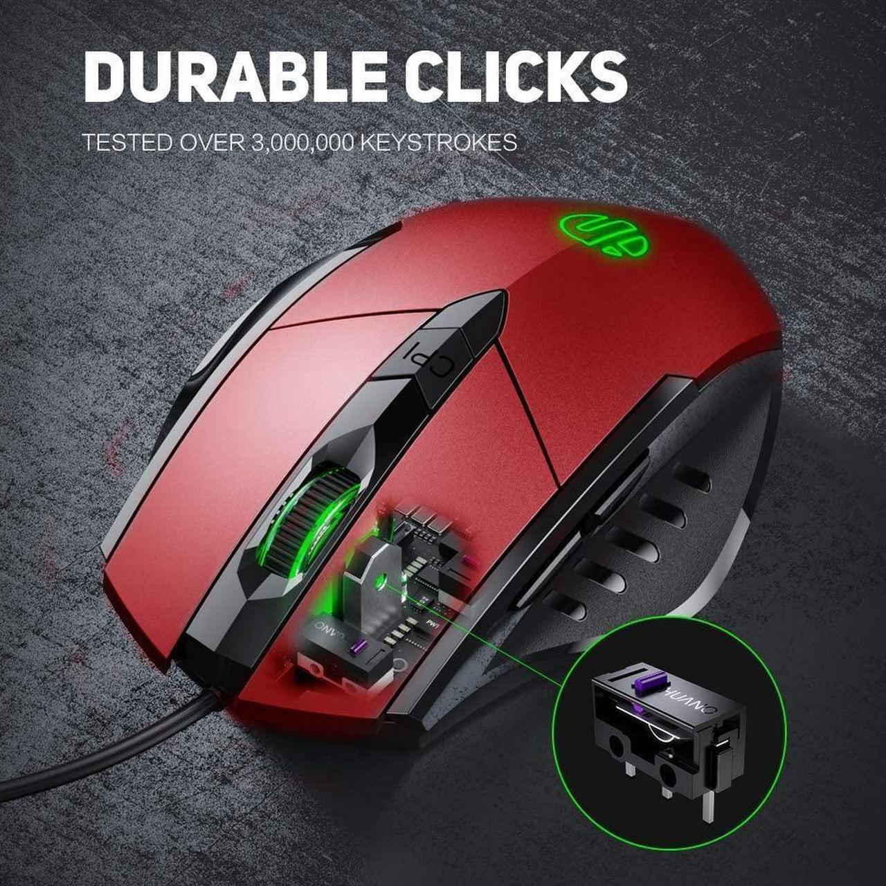 Alt view image 4 of 7 - Wired Gaming Mice with 6 Button Silent Click Ergonomic Mouse USB 1.5m Cable Computer Mouse Gamer Mice Silent Click 4000DPI Optical Mouse for PC Laptop
