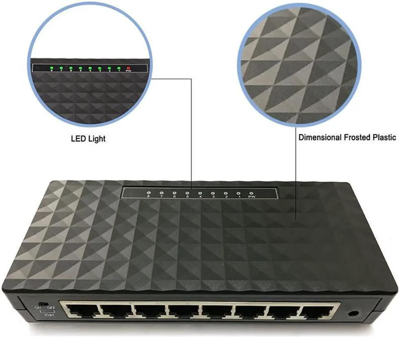 Alt view image 4 of 7 - New 8-Port Gigabit Ethernet Switch 10/100/1000Mbps RJ45 Ports (Auto MDI/MDIX) Plug and Play Power Saving Desktop Switch