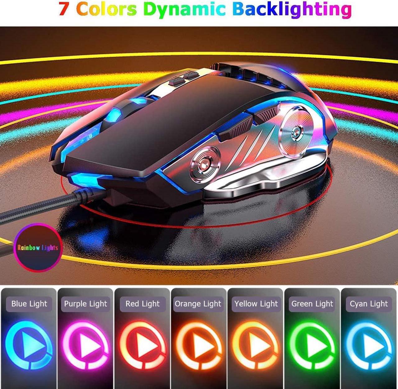 Alt view image 3 of 7 - Gaming Mouse USB Wired Computer Mice with RGB Backlit [Breathing Light], 4 Adjustable DPI Up to 3200, Ergonomic Gamer Mouse with 6 Buttons for Laptop PC Gamer Computer Desktop