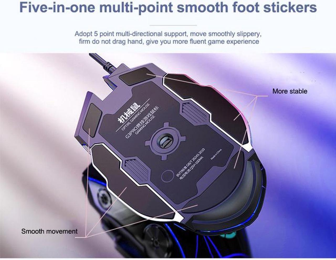Alt view image 7 of 7 - Gaming Mouse USB Wired Computer Mice with RGB Backlit [Breathing Light], 4 Adjustable DPI Up to 3200, Ergonomic Gamer Mouse with 6 Buttons for Laptop PC Gamer Computer Desktop
