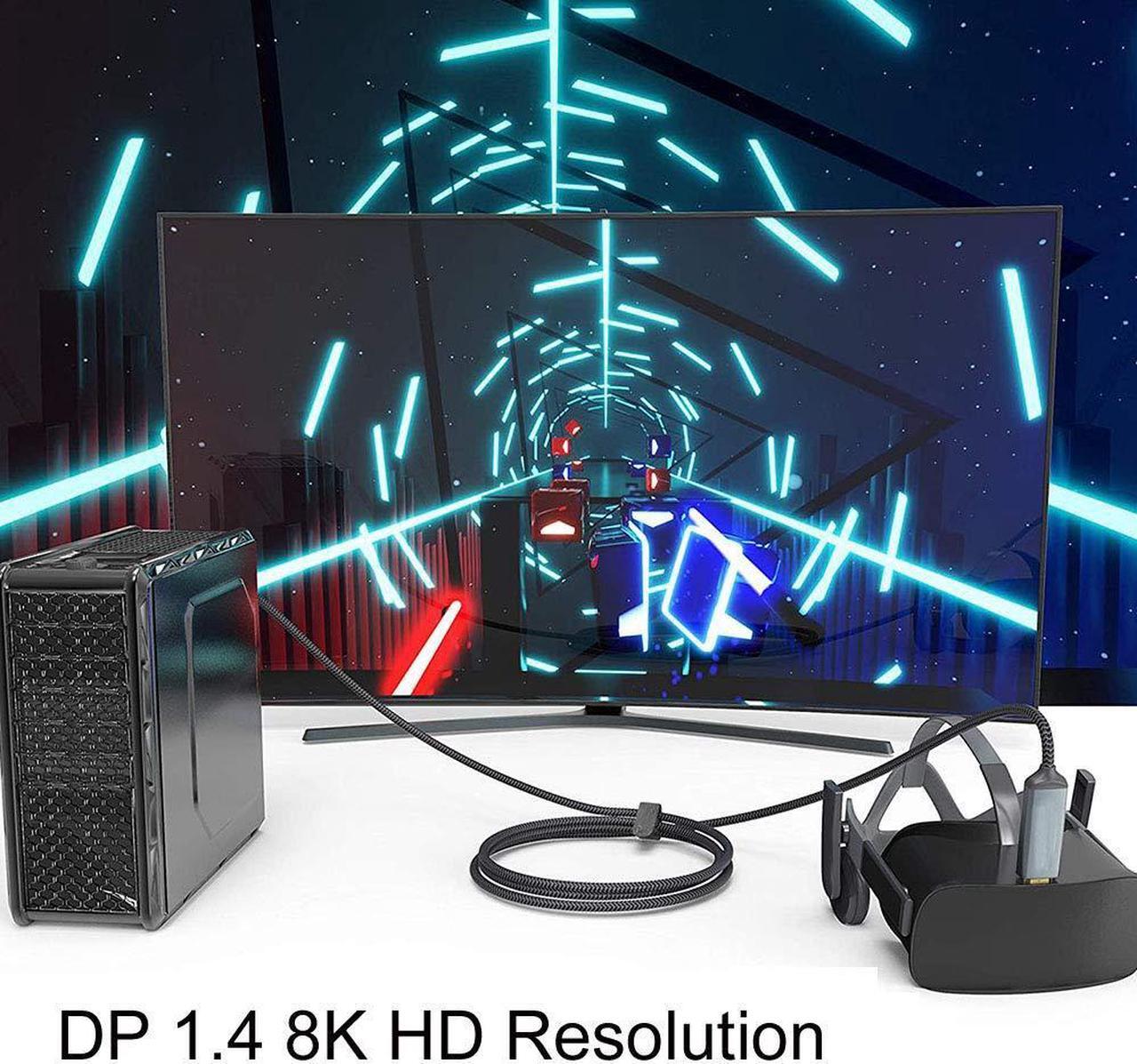 Alt view image 7 of 7 - DisplayPort Cable 1.4, 8K 3.3ft/1M Enthusiast DP to DP Cable Cord (8K @60Hz 7680x4320, 4K @240Hz, 2K @144Hz) HBR3 High Speed Displayport Cable for Laptop, PC, Gaming Monitor, TV Gaming Monitor - Grey