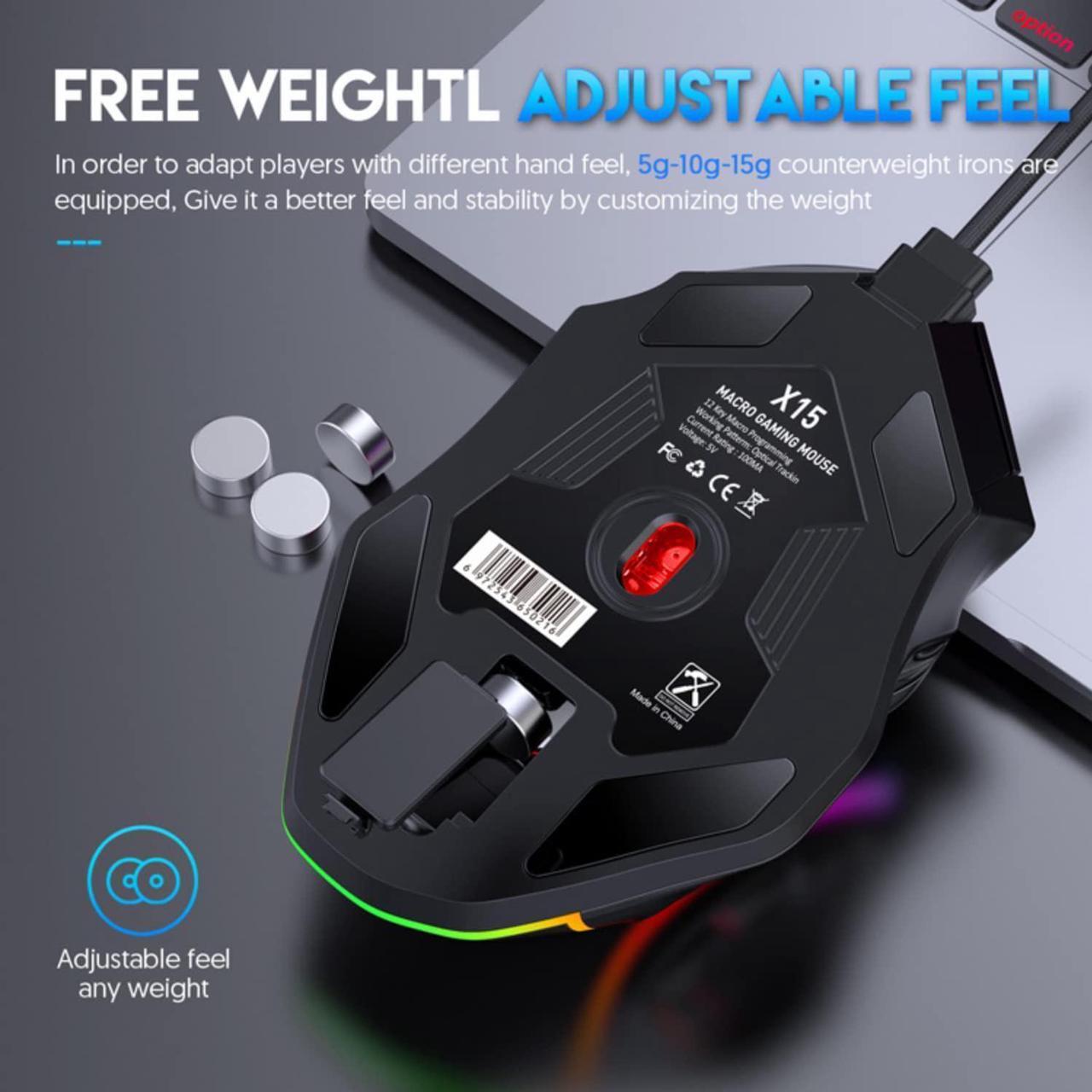 Alt view image 5 of 7 - USB Wired Gaming Mouse, PC Computer Mice USB Mouse with 13 RGB LED Modes, High-Precision 12800 DPI Adjustable, 12 Programmable Buttons, Ergonomic Optical Mouse for Windows PC Mac Laptop Gamer