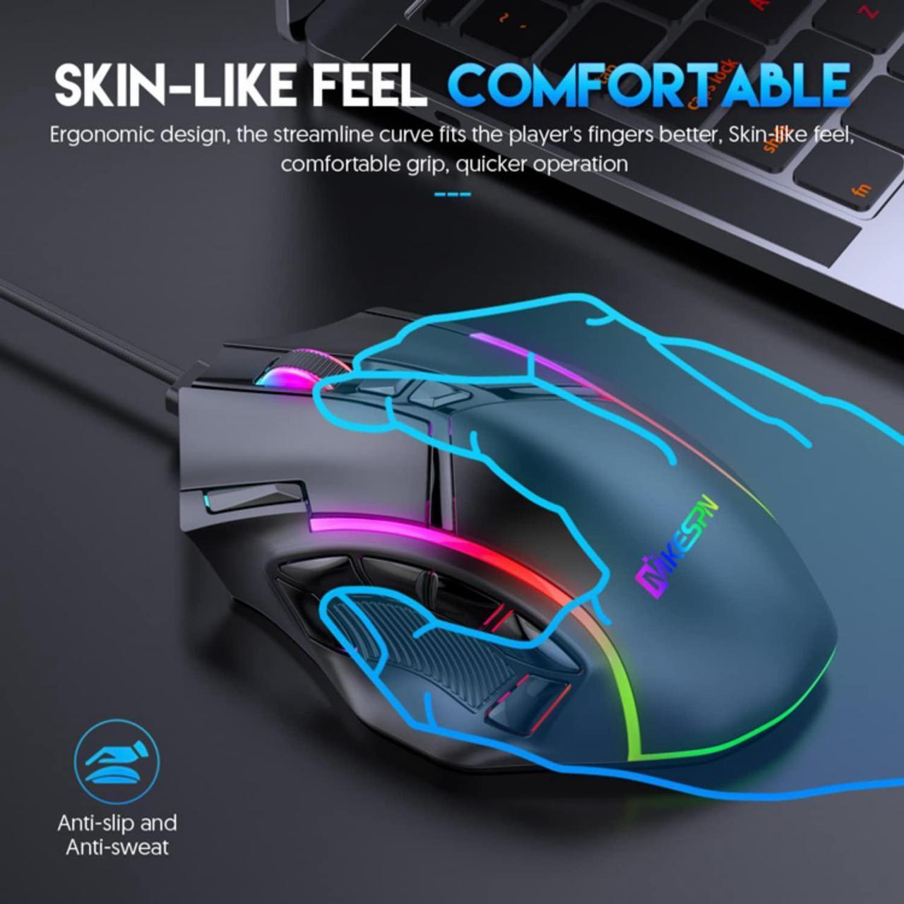 Alt view image 4 of 7 - USB Wired Gaming Mouse, PC Computer Mice USB Mouse with 13 RGB LED Modes, High-Precision 12800 DPI Adjustable, 12 Programmable Buttons, Ergonomic Optical Mouse for Windows PC Mac Laptop Gamer