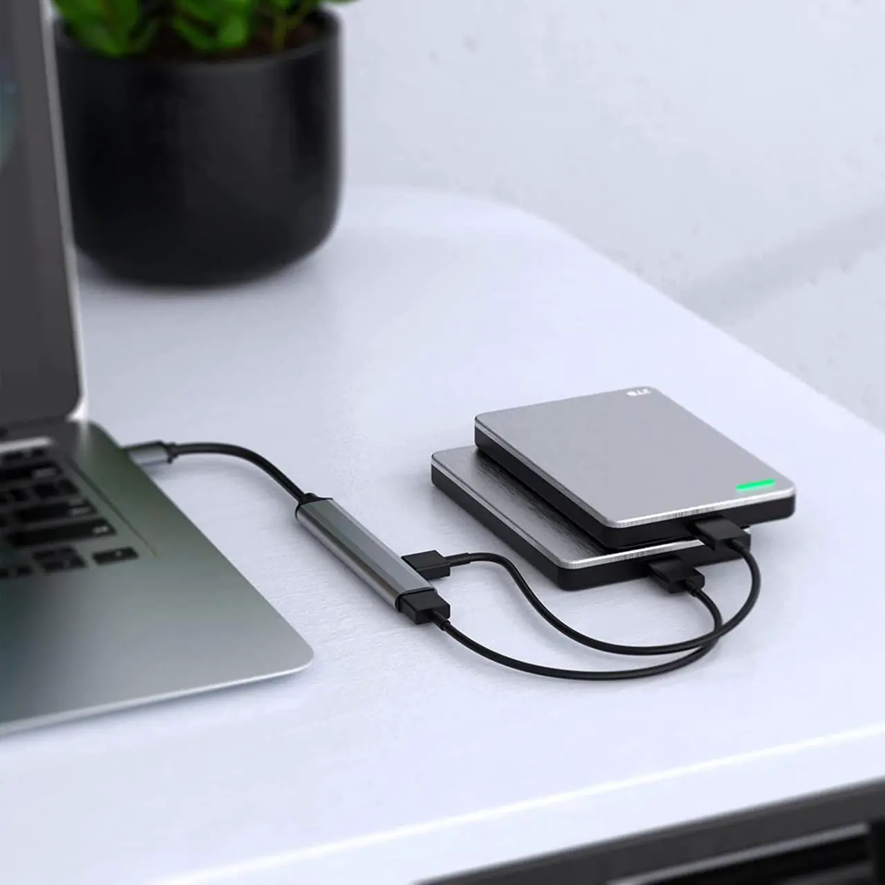 Alt view image 3 of 7 - USB C to USB Hub 4 Ports (1x USB3.0, 3x USB2.0) , Type C to USB 3.0 Hub Ultra Slim USB Splitter for M-a-c-B-ook Pro/Air Surface Pro USB Flash Drive, 4-in-1 Docking Station USB C Hub for Laptop