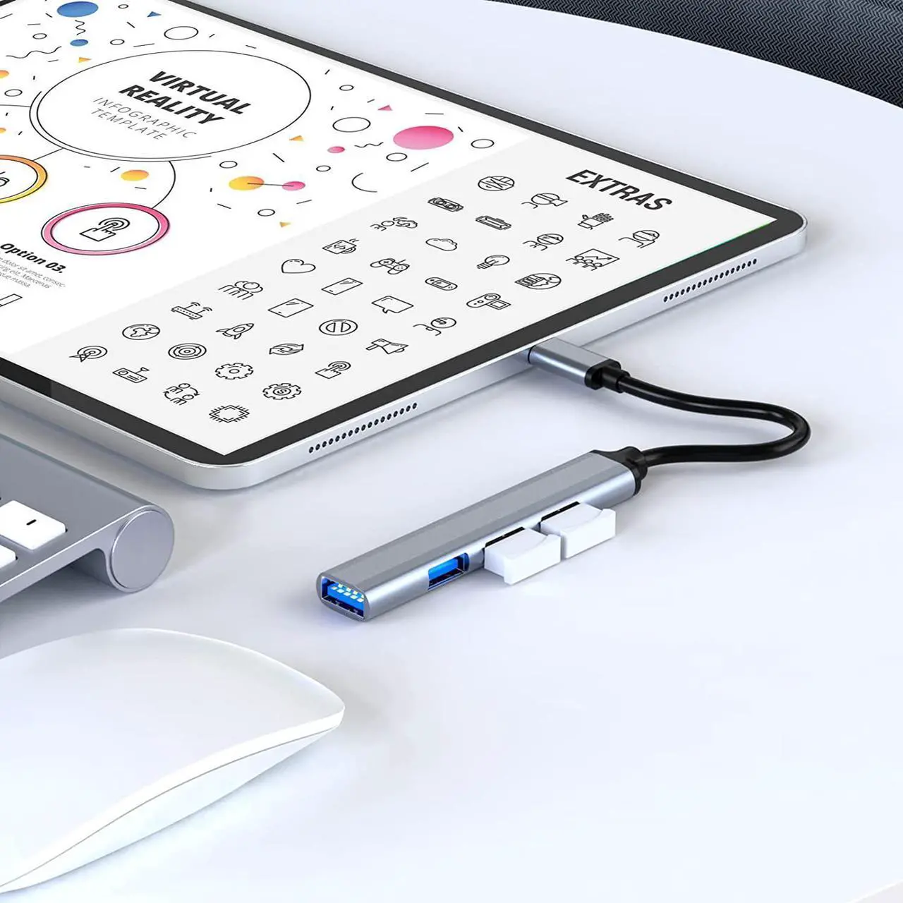 Alt view image 4 of 7 - USB C to USB Hub 4 Ports (1x USB3.0, 3x USB2.0) , Type C to USB 3.0 Hub Ultra Slim USB Splitter for M-a-c-B-ook Pro/Air Surface Pro USB Flash Drive, 4-in-1 Docking Station USB C Hub for Laptop