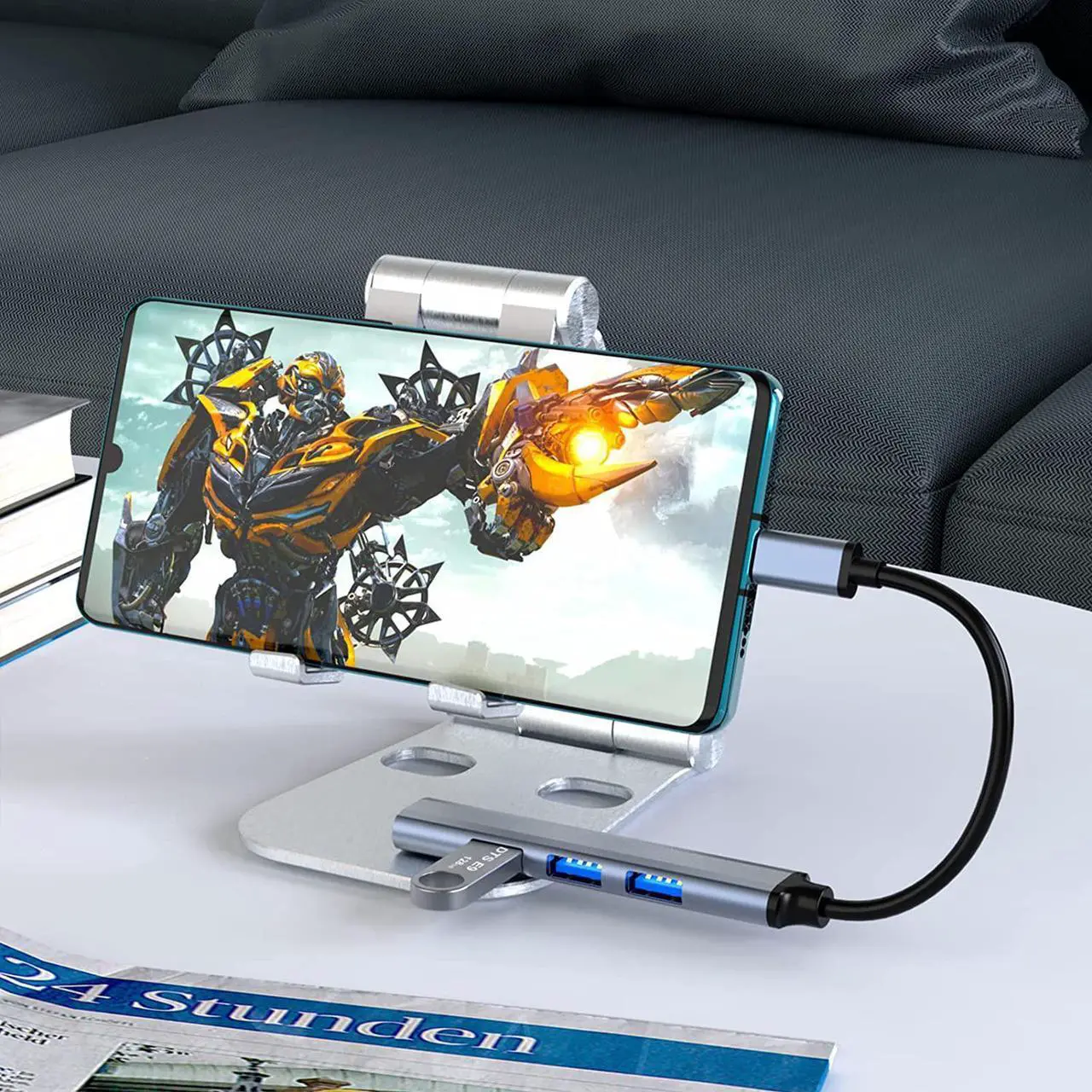Alt view image 7 of 7 - USB C to USB Hub 4 Ports (1x USB3.0, 3x USB2.0) , Type C to USB 3.0 Hub Ultra Slim USB Splitter for M-a-c-B-ook Pro/Air Surface Pro USB Flash Drive, 4-in-1 Docking Station USB C Hub for Laptop