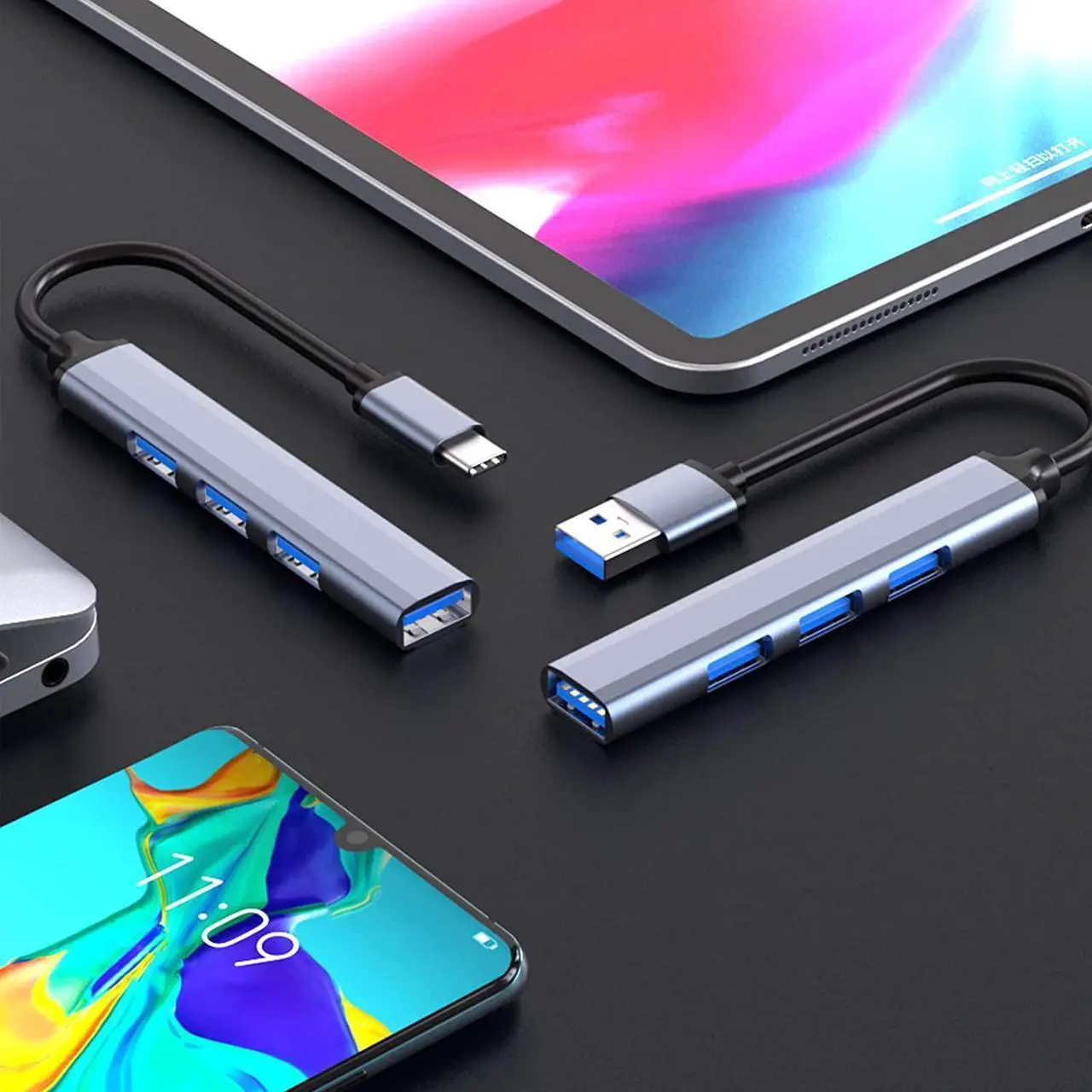 Alt view image 6 of 7 - USB C to USB Hub 4 Ports (1x USB3.0, 3x USB2.0) , Type C to USB 3.0 Hub Ultra Slim USB Splitter for M-a-c-B-ook Pro/Air Surface Pro USB Flash Drive, 4-in-1 Docking Station USB C Hub for Laptop
