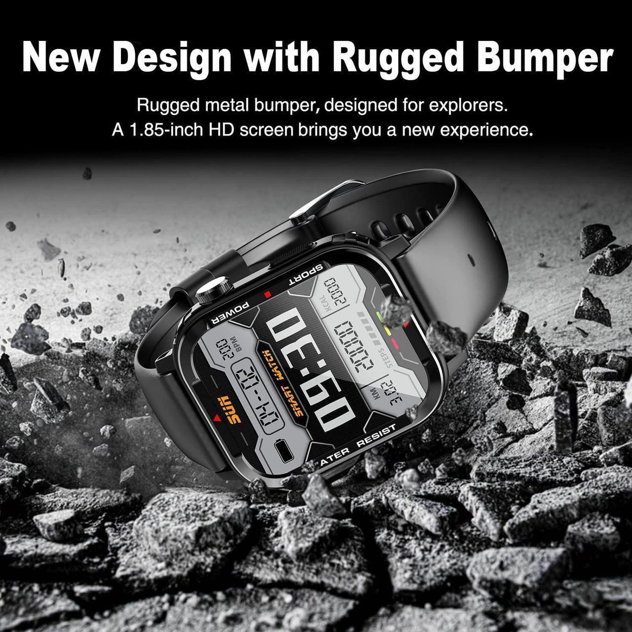 Alt view image 3 of 7 - Smart Watches for Men - 1.85" Fitness Tracker with Rugged Bumper (Answer/Make Call) Smartwatch for Android Phones iPhone Outdoor Sports Watches Heart Rate Blood Pressure Monitor