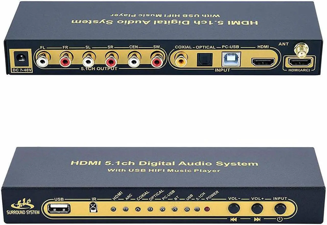 Main image of HD-MI 5.1CH Decoder Separator Extractor Compatible with DTS AC3, HDMI 2.0b 4K 60Hz HDCP 2.3 HDR 3D, Digital Analog Audio Video Surround Sound System 192Khz/24Bit for Movies Games Music