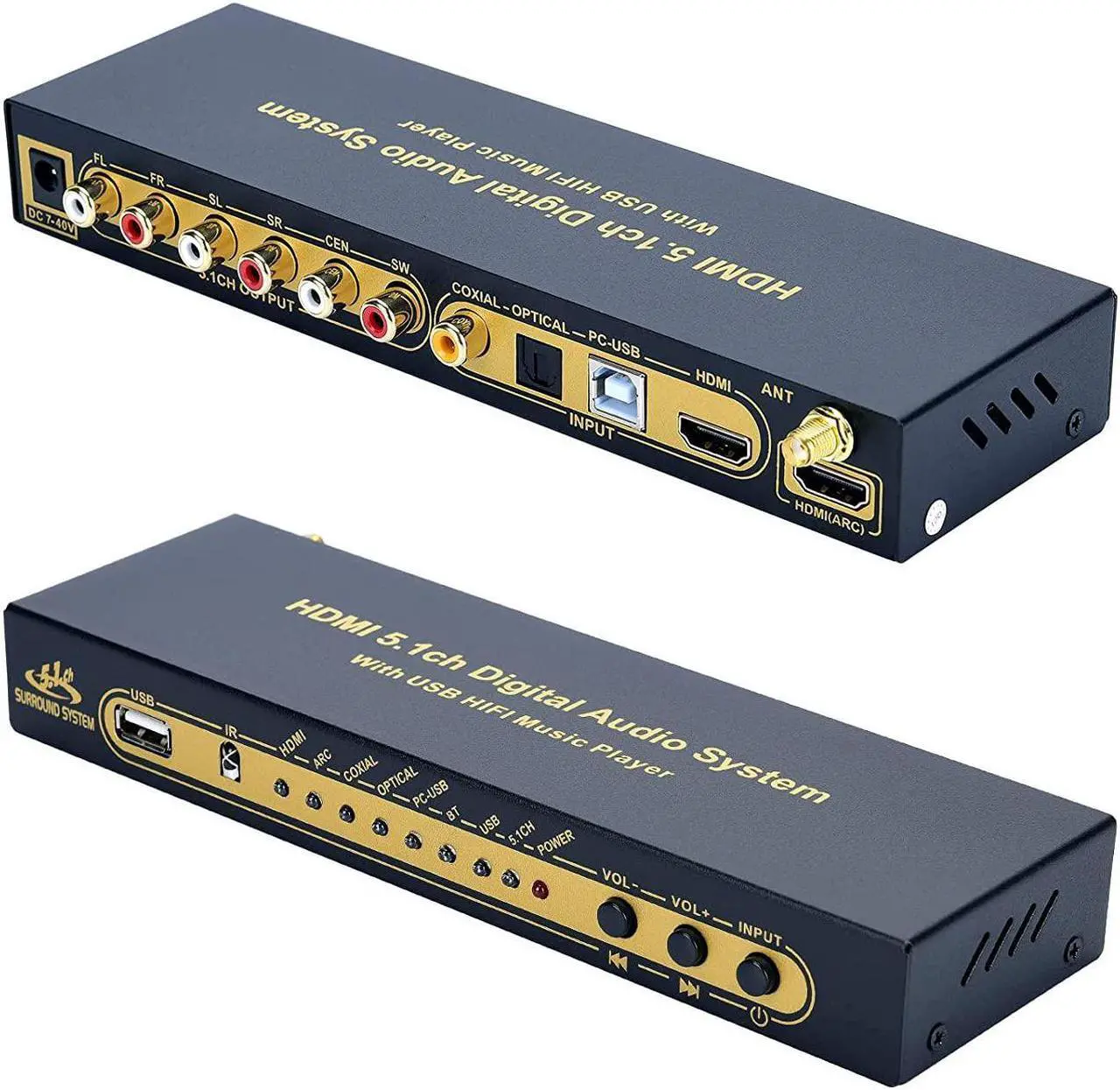 Alt view image 2 of 7 - HD-MI 5.1CH Decoder Separator Extractor Compatible with DTS AC3, HDMI 2.0b 4K 60Hz HDCP 2.3 HDR 3D, Digital Analog Audio Video Surround Sound System 192Khz/24Bit for Movies Games Music