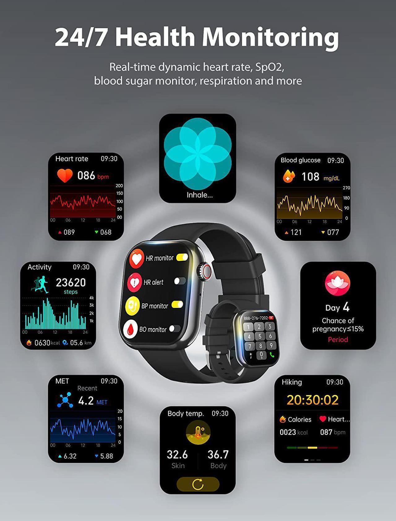 Alt view image 5 of 7 - 1.91'' Smart Watch for Men Women, Answer/Make Call, 50+ Sports Modes, Fitness Tracker with SpO2/Heart Rate/Sleep Monitor, Voice Assistant, Smartwatch for iPhone iOS Android, Step Calorie and More