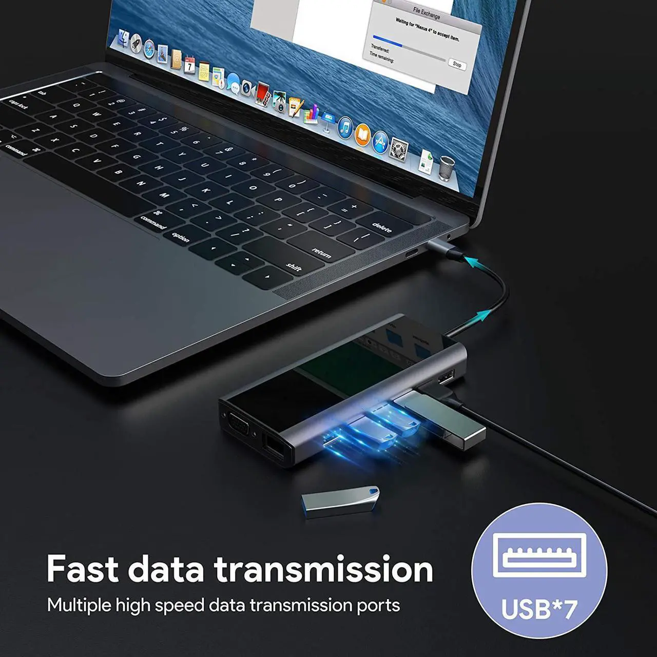 Alt view image 4 of 7 - USB C Hub, 15-in-1 USB-C Hub with 4K HDMI, VGA, Wireless Charger, 1000M RJ45 Gigabit Ethernet, 7 USB (3x USB 3.0 & 4x USB 2.0), PD 100W, SD/TF & 3.5mm AUX, USB C Dock for MacBook Pro and Type C Device