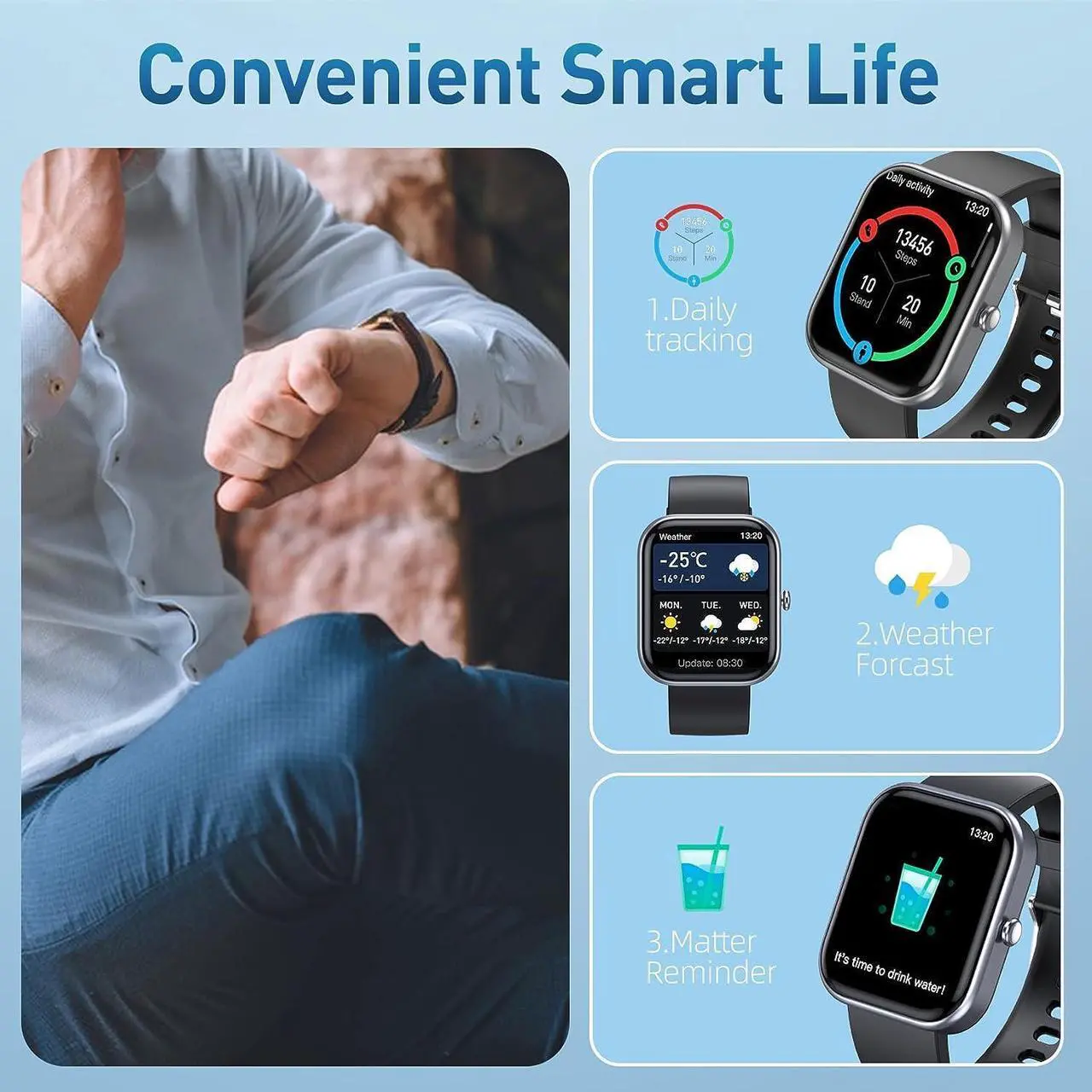 Alt view image 5 of 7 - Smart Watch (Answer/Make Call), 2-Inch Fitness Tracker 100+ Sports Modes, Smart Watches for Men Women IP67 Waterproof, Smartwacth with Step Sleep Calories Monitoring Pedometer for iOS Android Phones