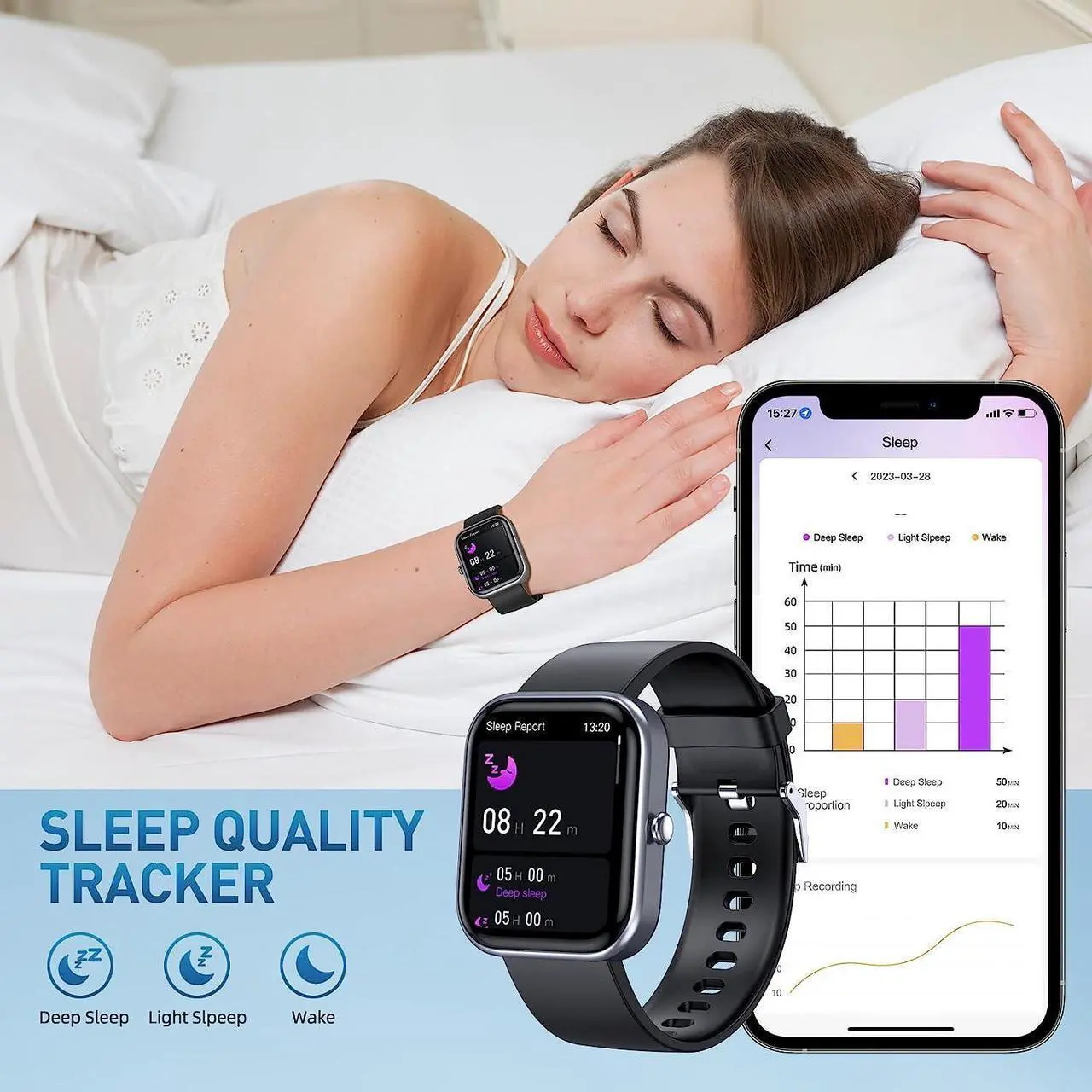 Alt view image 6 of 7 - Smart Watch (Answer/Make Call), 2-Inch Fitness Tracker 100+ Sports Modes, Smart Watches for Men Women IP67 Waterproof, Smartwacth with Step Sleep Calories Monitoring Pedometer for iOS Android Phones