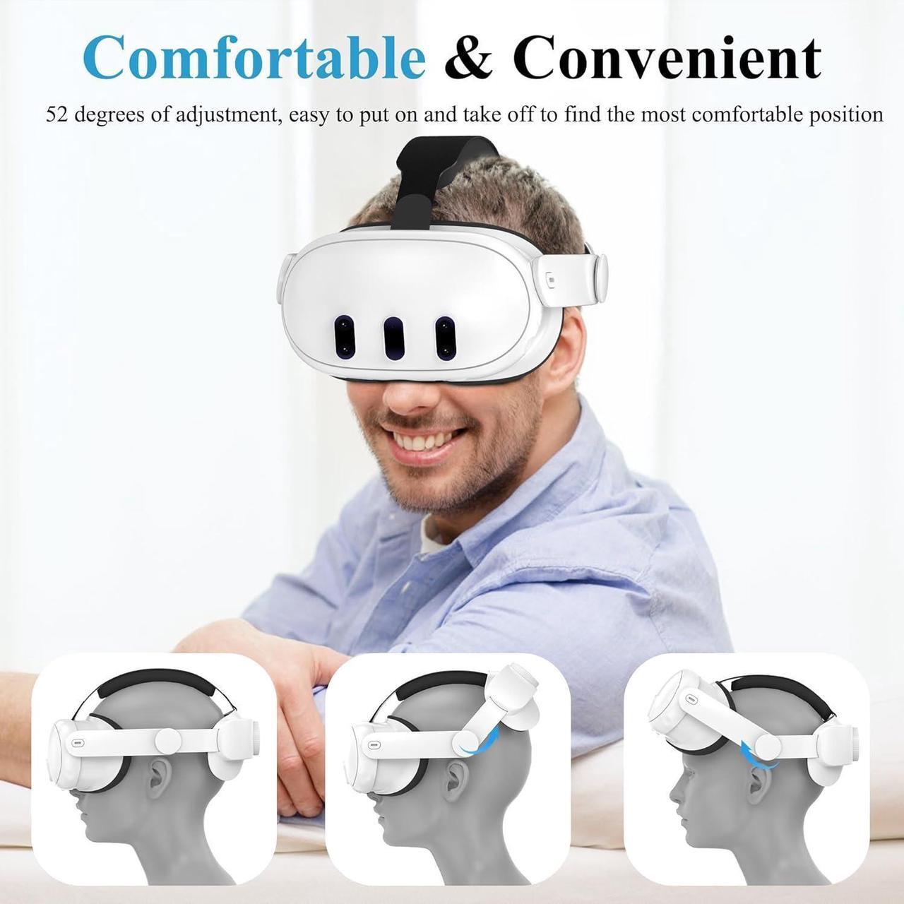 Alt view image 3 of 7 - Head Strap for Meta/Oculus Quest 3, Elite Strap Replacement for Enhanced Comfort, Reduce Facial Pressure, Ergonomic Adjustable Durable Headstrap VR Accessories for Meta/Oculus Quest 3, White