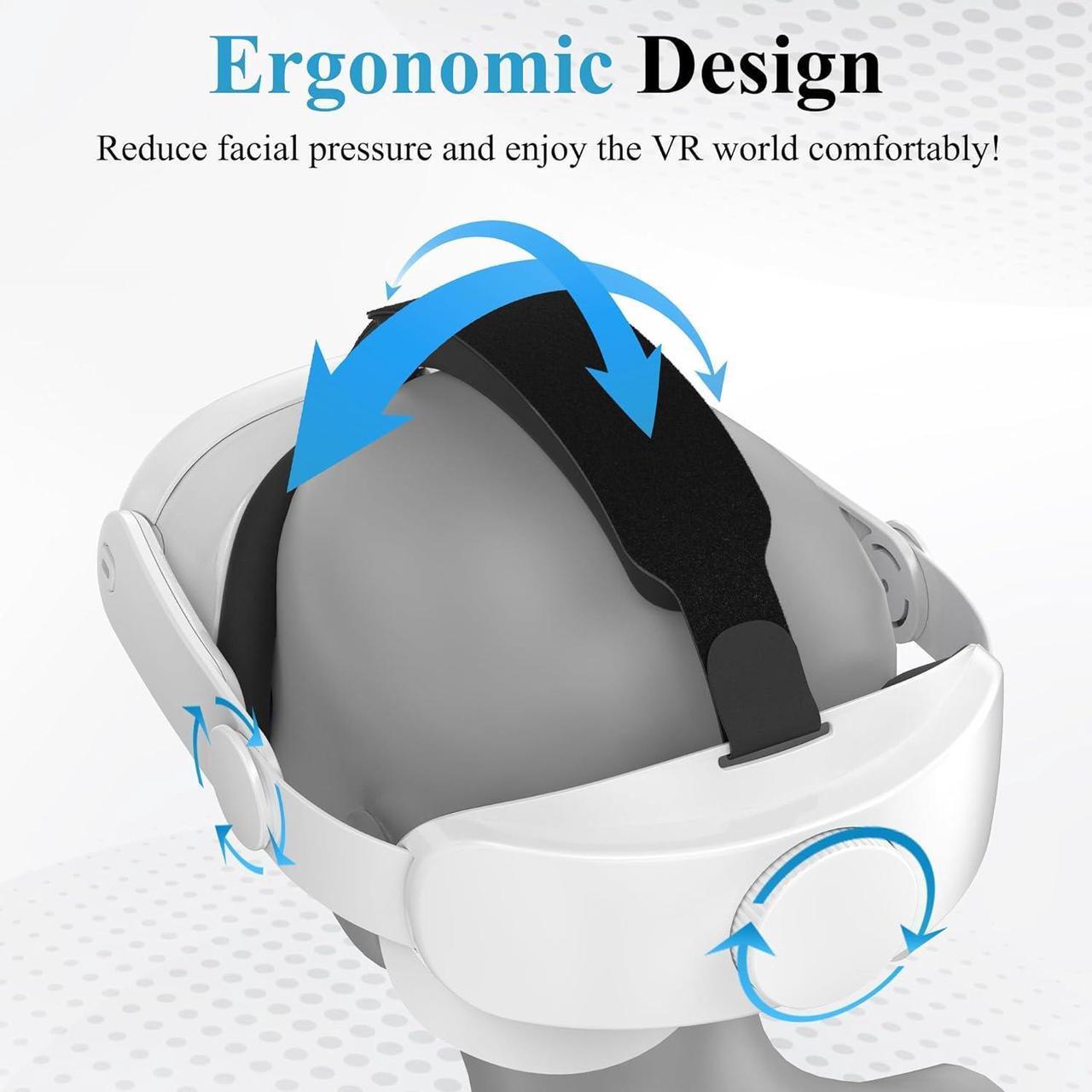 Alt view image 2 of 7 - Head Strap for Meta/Oculus Quest 3, Elite Strap Replacement for Enhanced Comfort, Reduce Facial Pressure, Ergonomic Adjustable Durable Headstrap VR Accessories for Meta/Oculus Quest 3, White