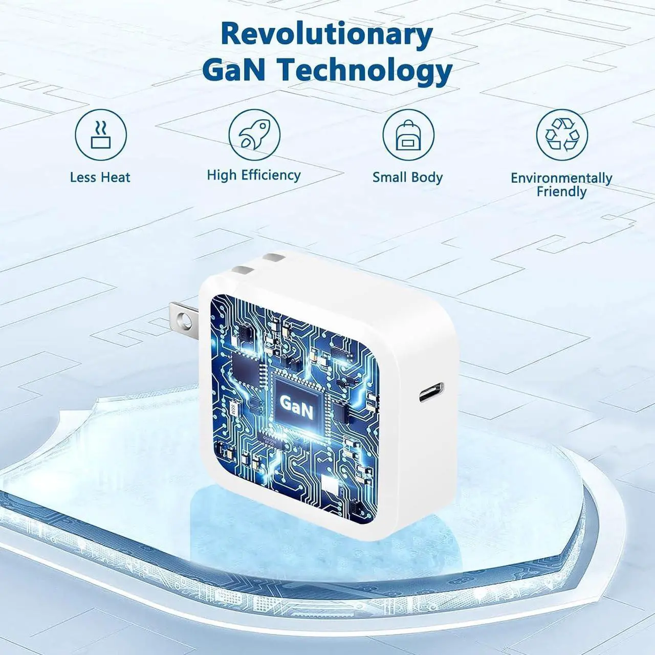 Alt view image 6 of 7 - USB C Charger Block, 65W GaN Adapter with 6FT Type C Cable, Fast Charging Foldable Charger for i-Ph-one 15/14/13/12/11/Pro Max/XS/XR/X,Galaxy,i-P-ad Pro/Air/Mini,Ma-c-Book Pro/Air and More (White)
