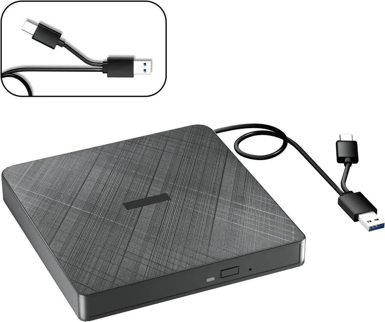 Main image of External CD DVD Drive, USB 3.0 & Type-C Portable CD DVD Burner +/-RW DVD Player for Laptop, External CD/DVD Drive for Laptop, Desktop, External Optical Drive Compatible with Windows 7/8/10/XP Linux OS