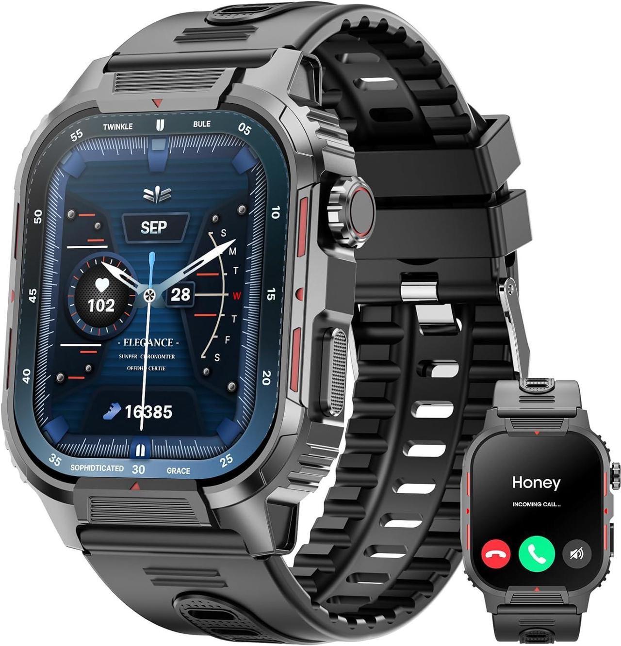 Main image of Smart Watches for Men, 2.02 Inches Sports Fitness Watch with Bluetooth Call, Fitness Tracker with Blood Oxygen, Heart Rate, Sleep Monitor, 123+ Sports Modes, Smart Watch for IOS Android Phones