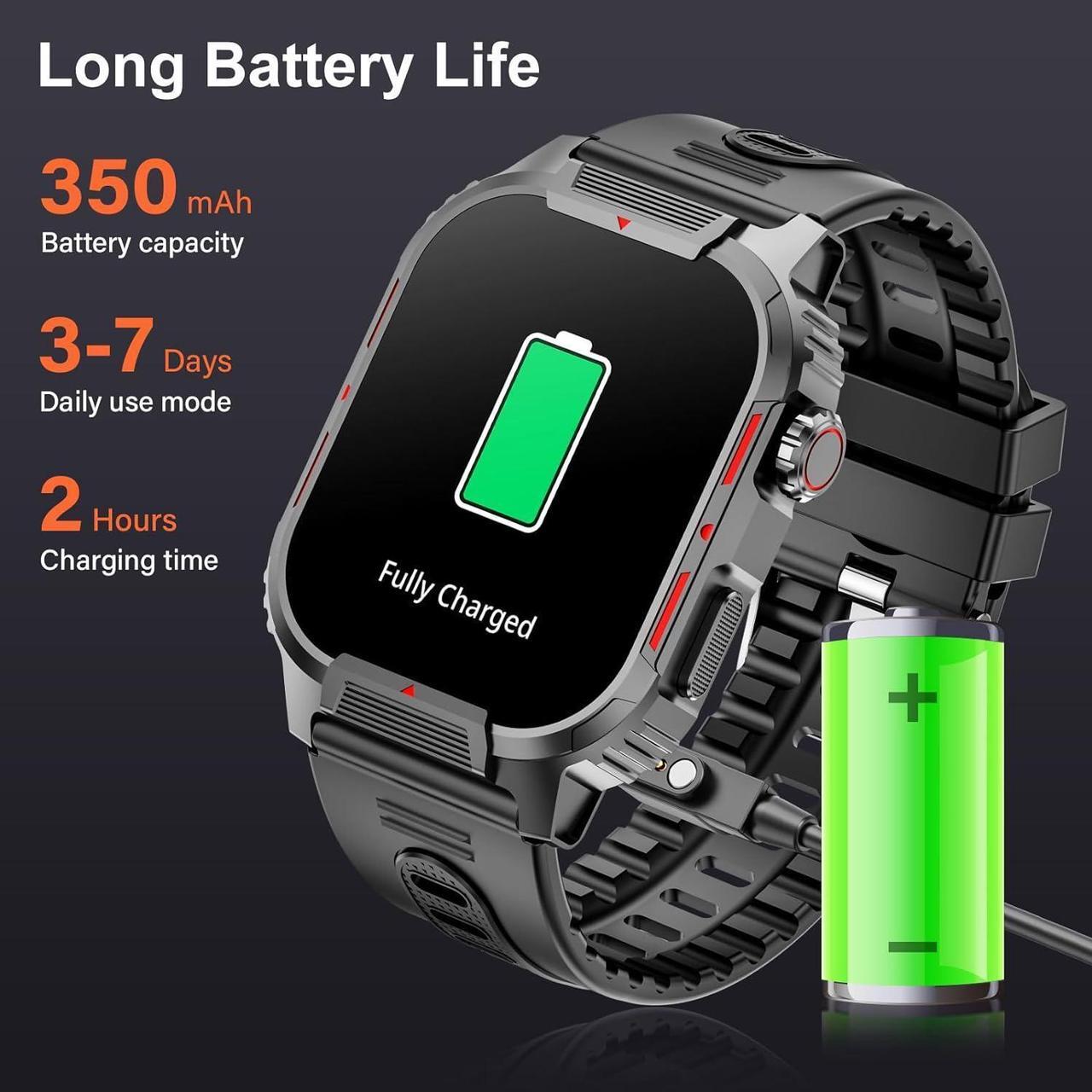Alt view image 7 of 7 - Smart Watches for Men, 2.02 Inches Sports Fitness Watch with Bluetooth Call, Fitness Tracker with Blood Oxygen, Heart Rate, Sleep Monitor, 123+ Sports Modes, Smart Watch for IOS Android Phones