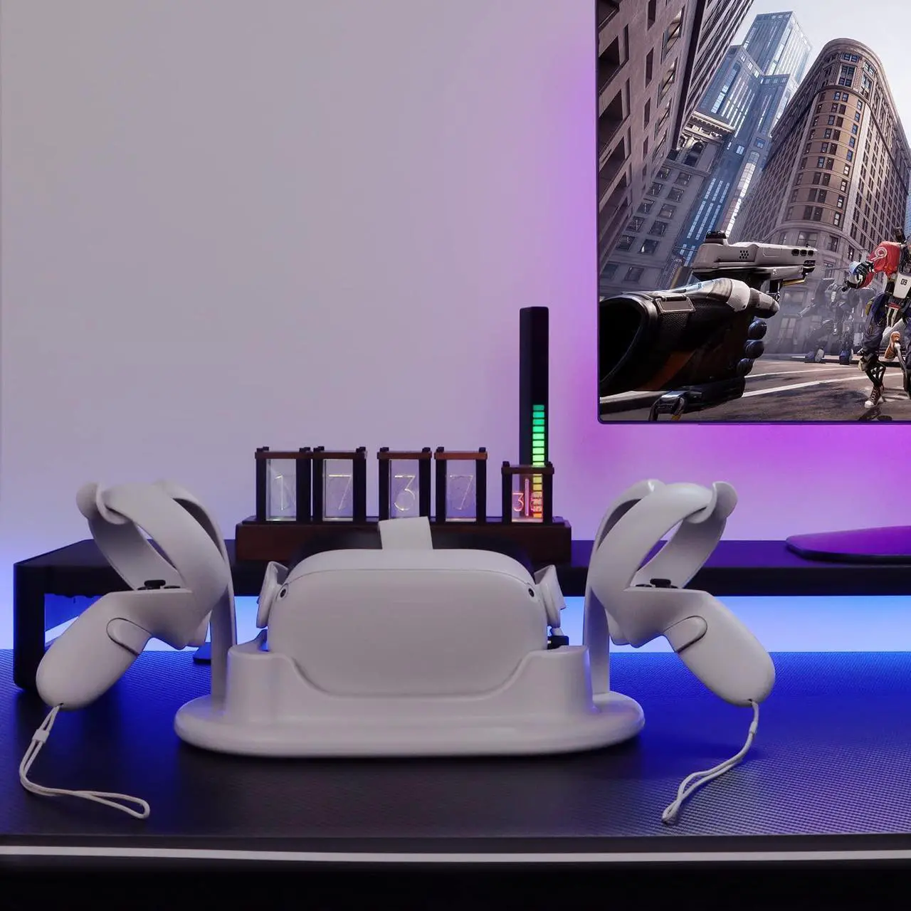 Alt view image 4 of 7 - Charging Dock for Meta Quest 2, VR Headset Charging Station and Charger Port for Meta Quest 2,Fast Charging, with Magnetic USB-C Charging Cable (White)