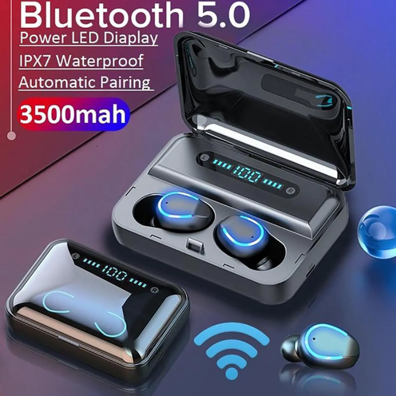 Alt view image 2 of 7 - Earphones Bluetooth Wireless Headphones Sport In Ear TWS Gaming Headset Noise Cancel True Wireless Earbuds with Mic for Iphone Samsung Sony