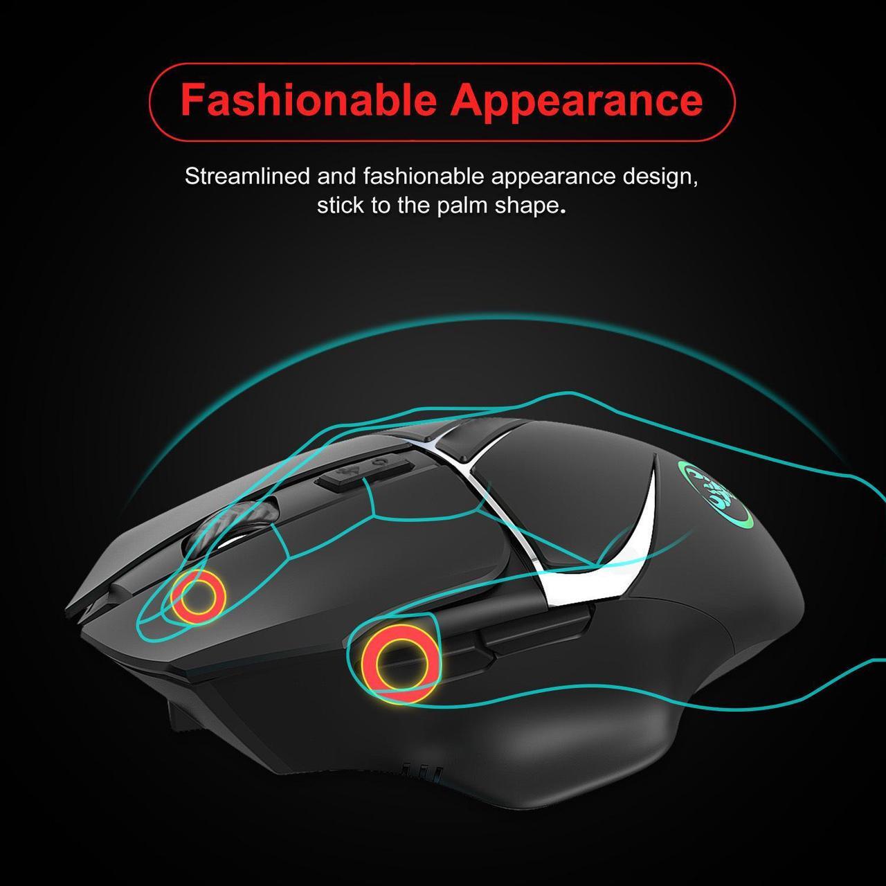 Alt view image 4 of 7 - Rechargeable 2.4G Wireless Gaming Mouse 2400DPI Adjustable Ergonomic 6 Buttons LED Backlit Gamer Mouse for Laptop Desktop PC