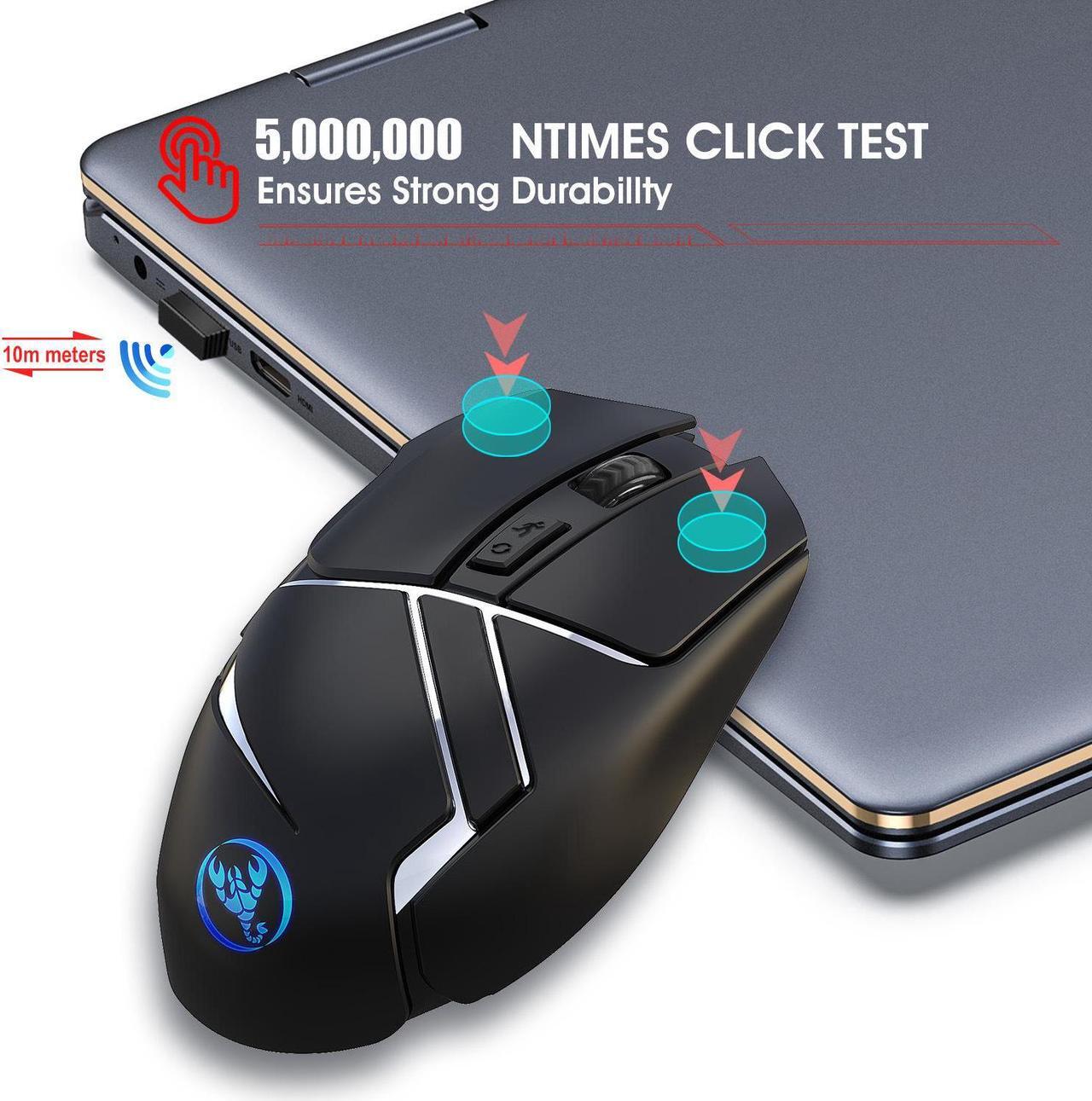 Alt view image 3 of 7 - Rechargeable 2.4G Wireless Gaming Mouse 2400DPI Adjustable Ergonomic 6 Buttons LED Backlit Gamer Mouse for Laptop Desktop PC
