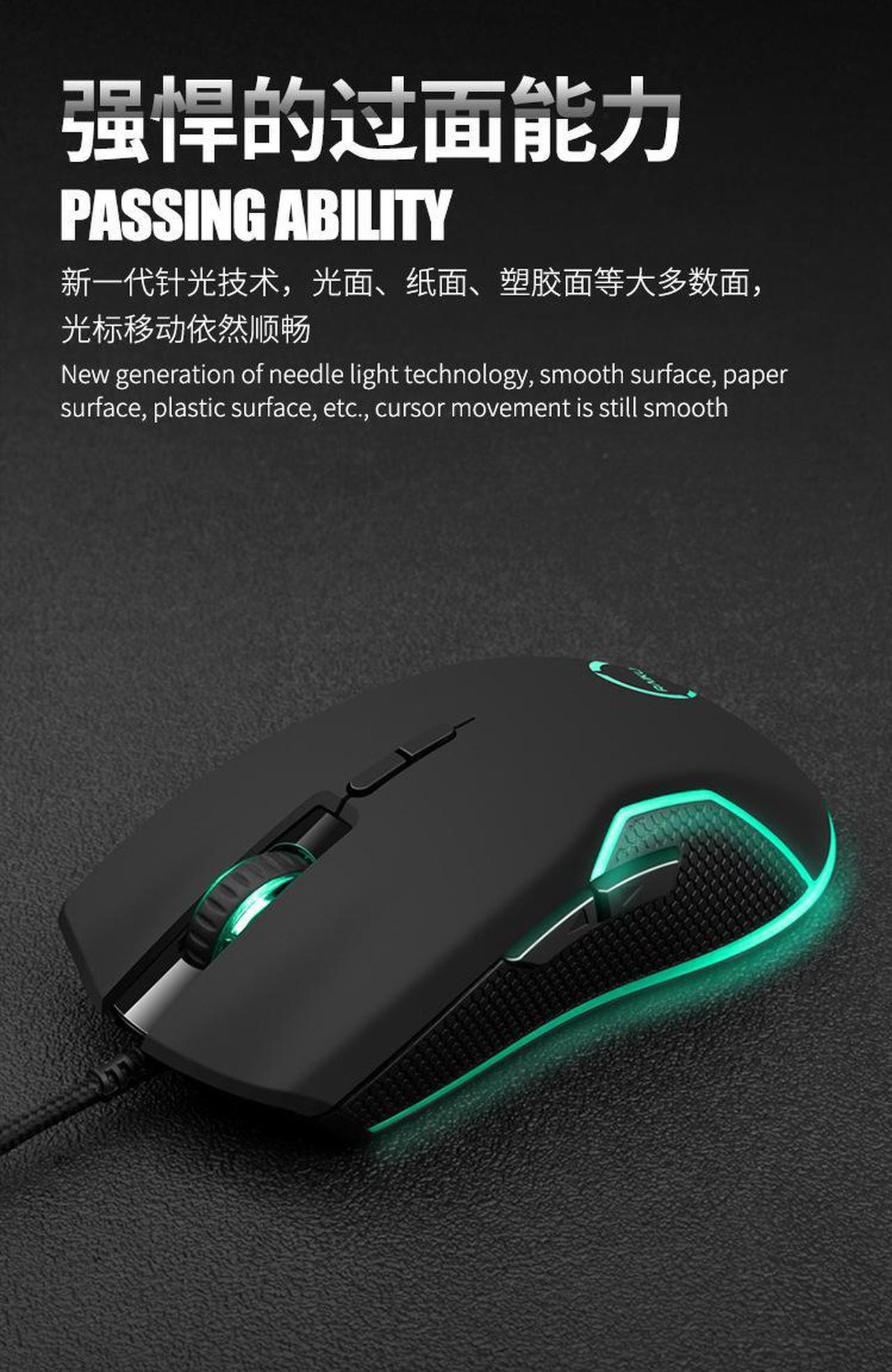 Alt view image 6 of 7 - G701 Colorful USB Wired Gaming Mouse 7 Keys 1200-3200 DPI 7 Color Optical Tracing Ergonomics Mice