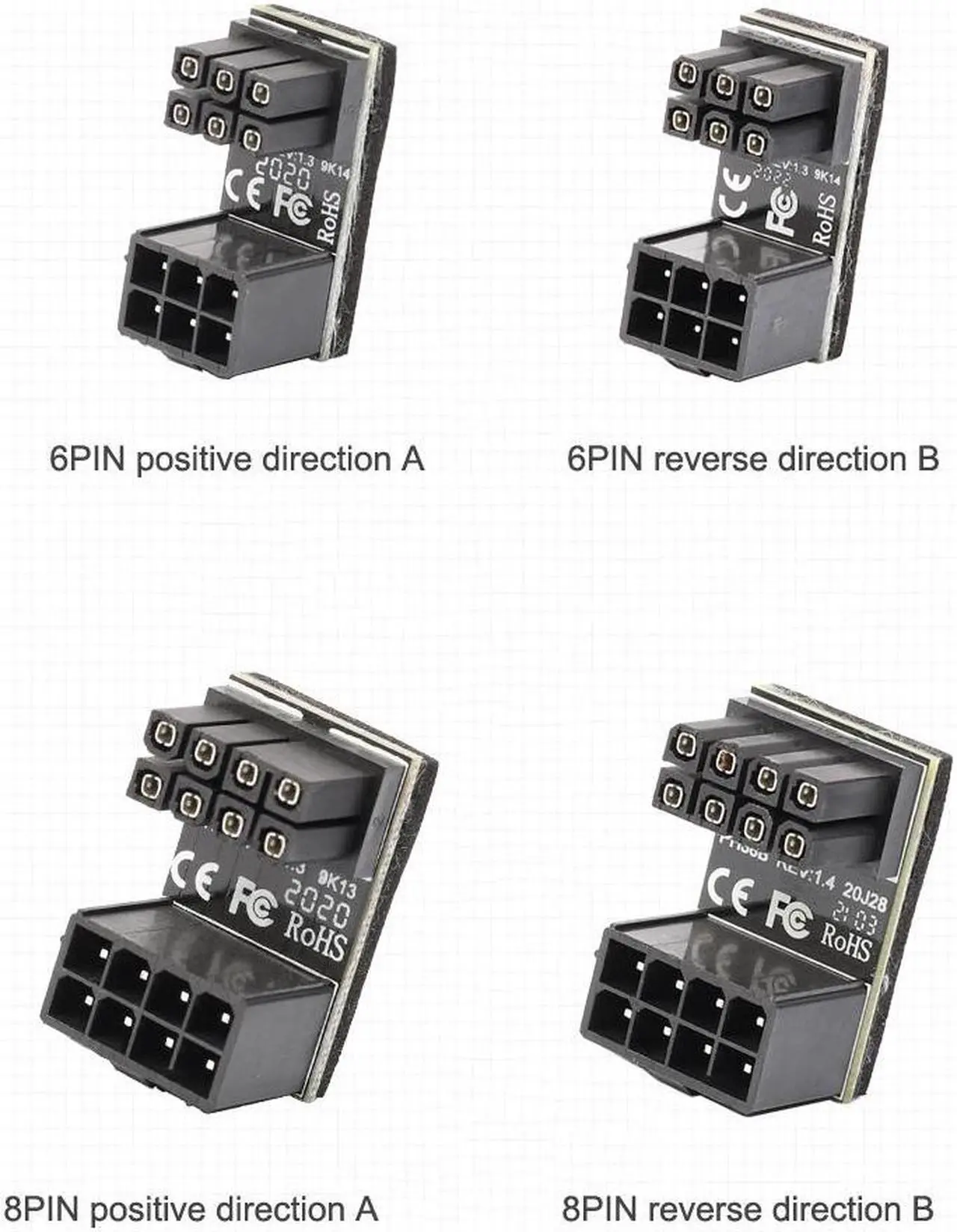 Alt view image 4 of 7 - 6Pin Graphics Card Power Connector (180° Turning),Computer Cables Graphics Card Power Supply Connector 6PIN Adapter 180° Turning (2 PACK )