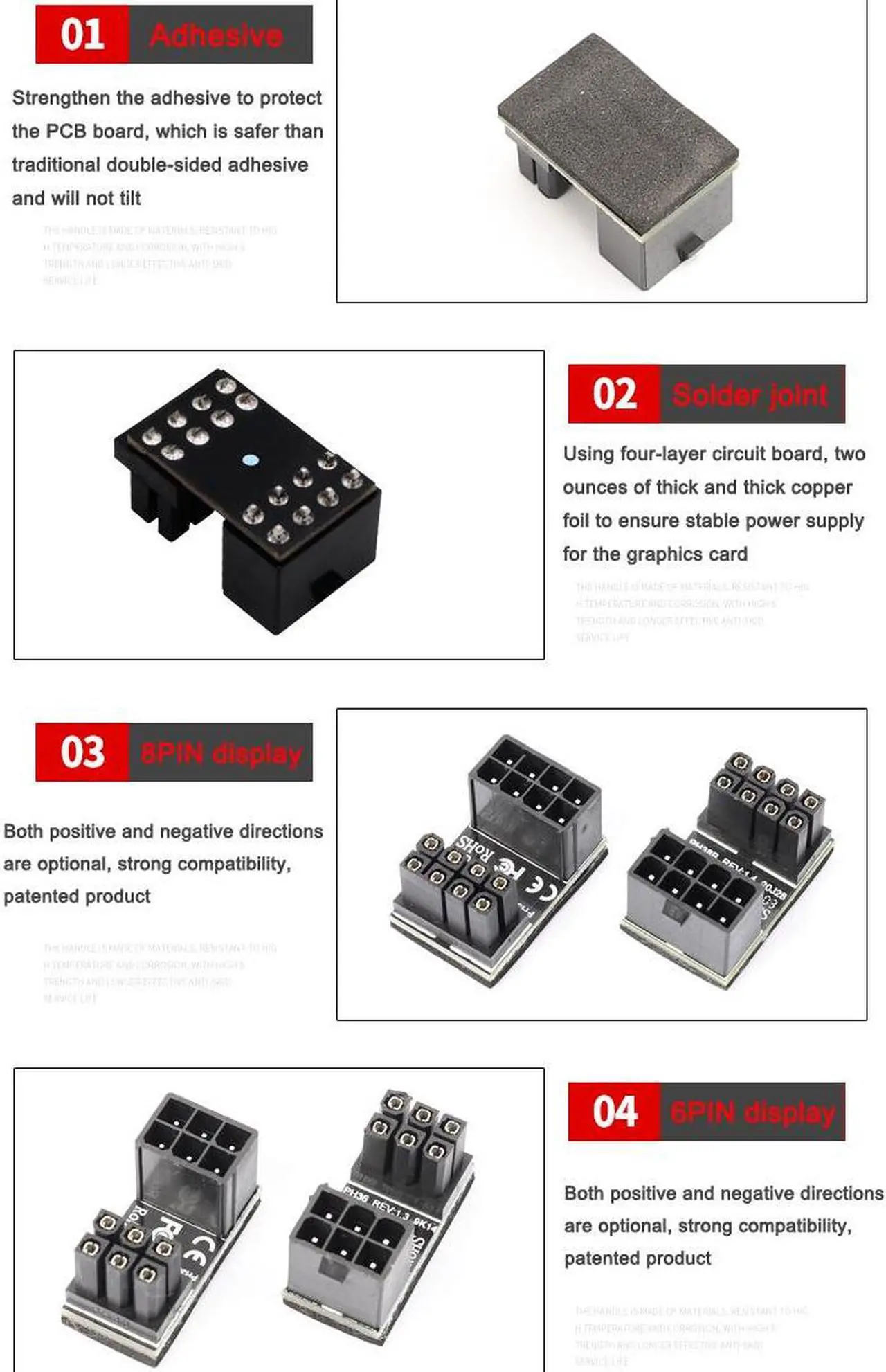 Alt view image 6 of 7 - 6Pin Graphics Card Power Connector (180° Turning),Computer Cables Graphics Card Power Supply Connector 6PIN Adapter 180° Turning (2 PACK )