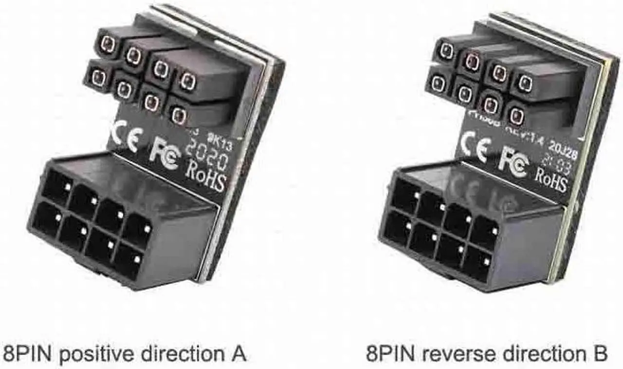 Alt view image 2 of 5 - 8pin Graphics Card Power Connector (180° Turning),Computer Cables Graphics Card Power Supply Connector 8PIN Adapter 180° Turning(2 PACK )