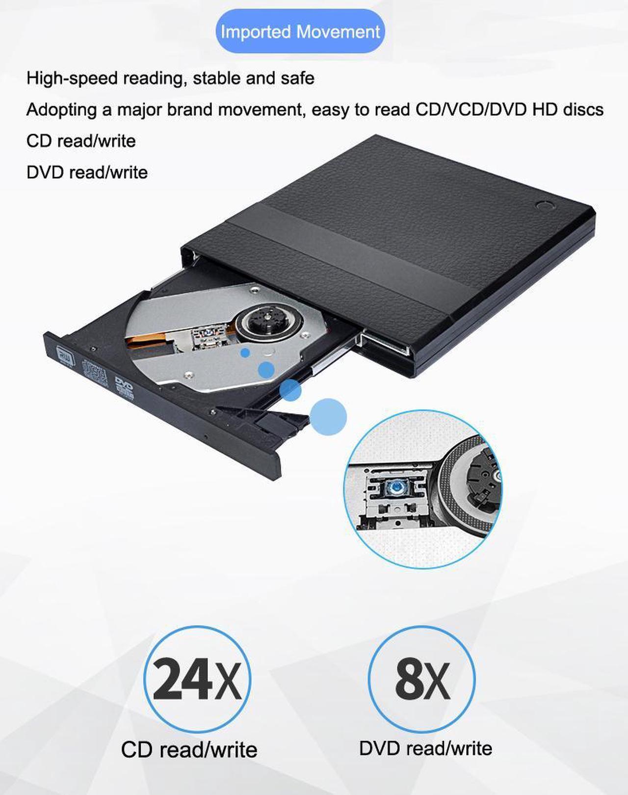 Alt view image 5 of 7 - External DVD Burner USB 3.0 + Type C Optical Drive Portable DVD RW CD Burner for Macs Windows Desktop PC Laptop