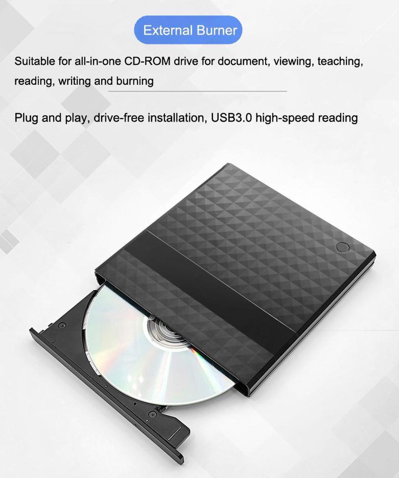 Alt view image 7 of 7 - External DVD Burner USB 3.0 + Type C Optical Drive Portable DVD RW CD Burner for Macs Windows Desktop PC Laptop