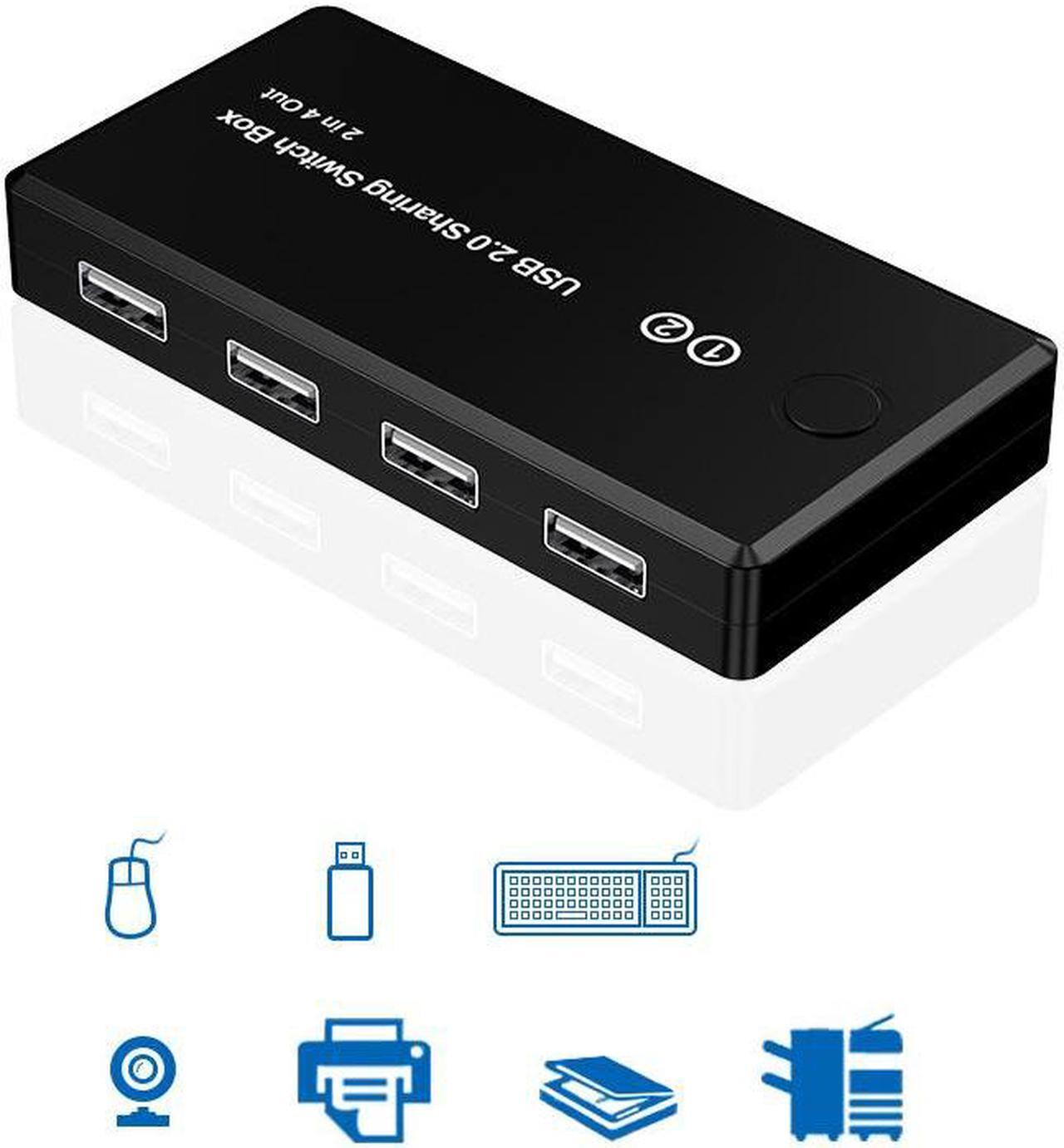 Alt view image 2 of 7 - USB 2.0 KVM Switch 2 Port Pcs Sharing 4 USB Devices Keyboard Printer U-Disk Mouse Switcher for Desktop PC Laptop Computer