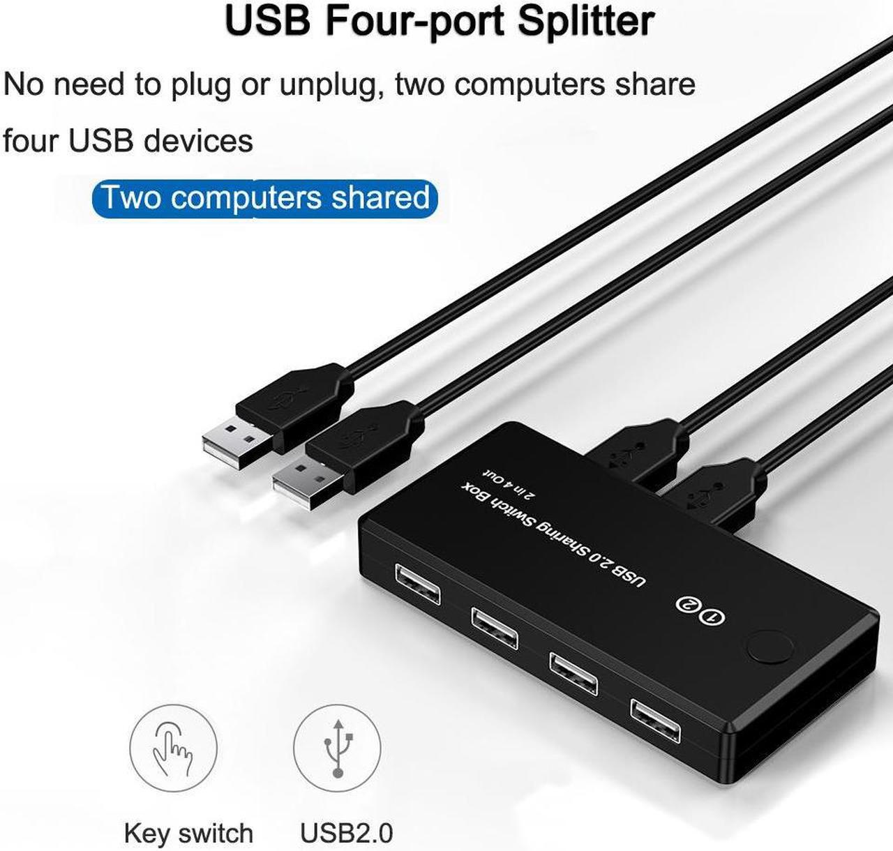 Alt view image 3 of 7 - USB 2.0 KVM Switch 2 Port Pcs Sharing 4 USB Devices Keyboard Printer U-Disk Mouse Switcher for Desktop PC Laptop Computer