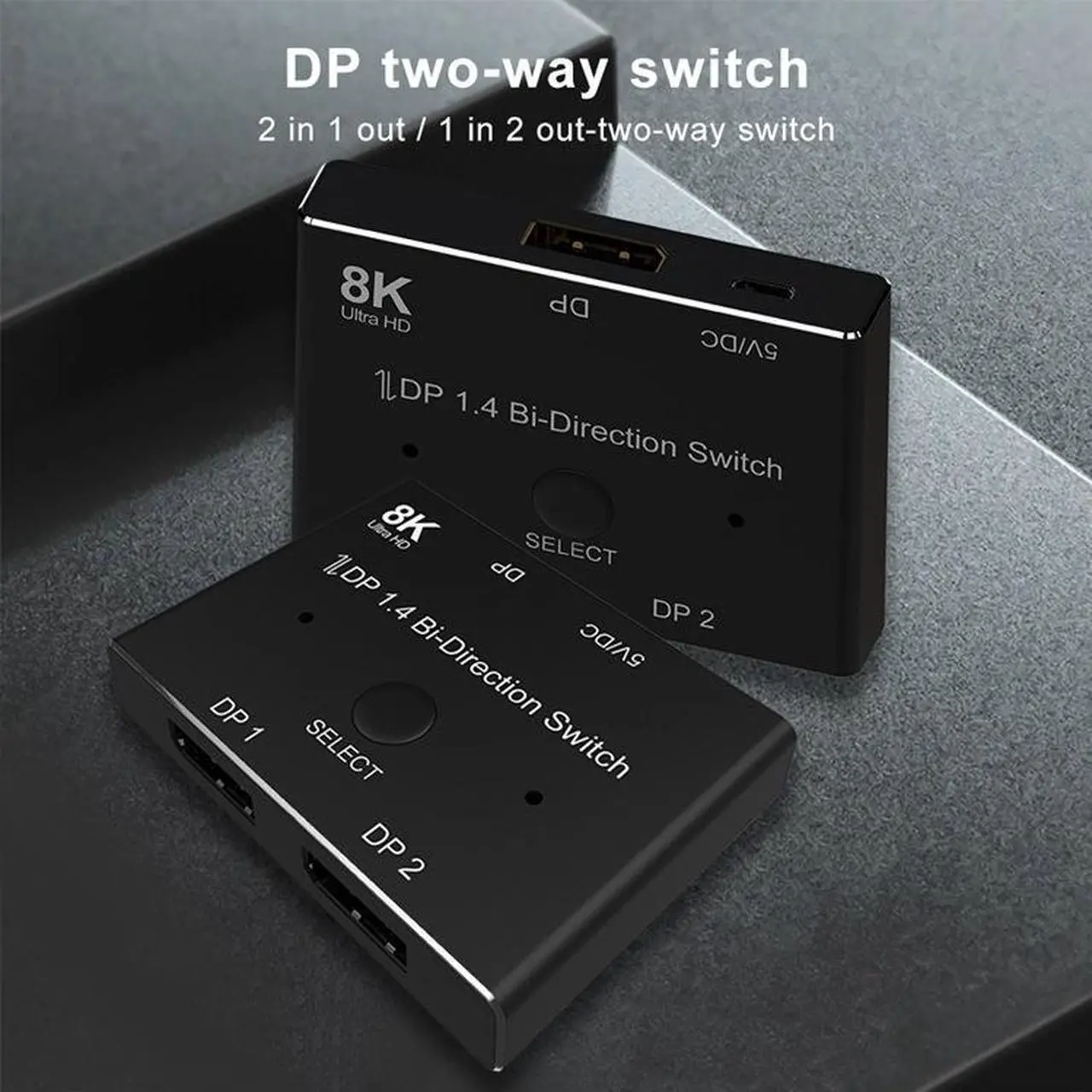 Alt view image 4 of 7 - 8K DisplayPort Switch Bidirectional DP 1.4 KVM Splitter 2 in 1 Out - Supports 8K 4K 1080P HD, Manual DP Switcher for PC Host Monitor etc