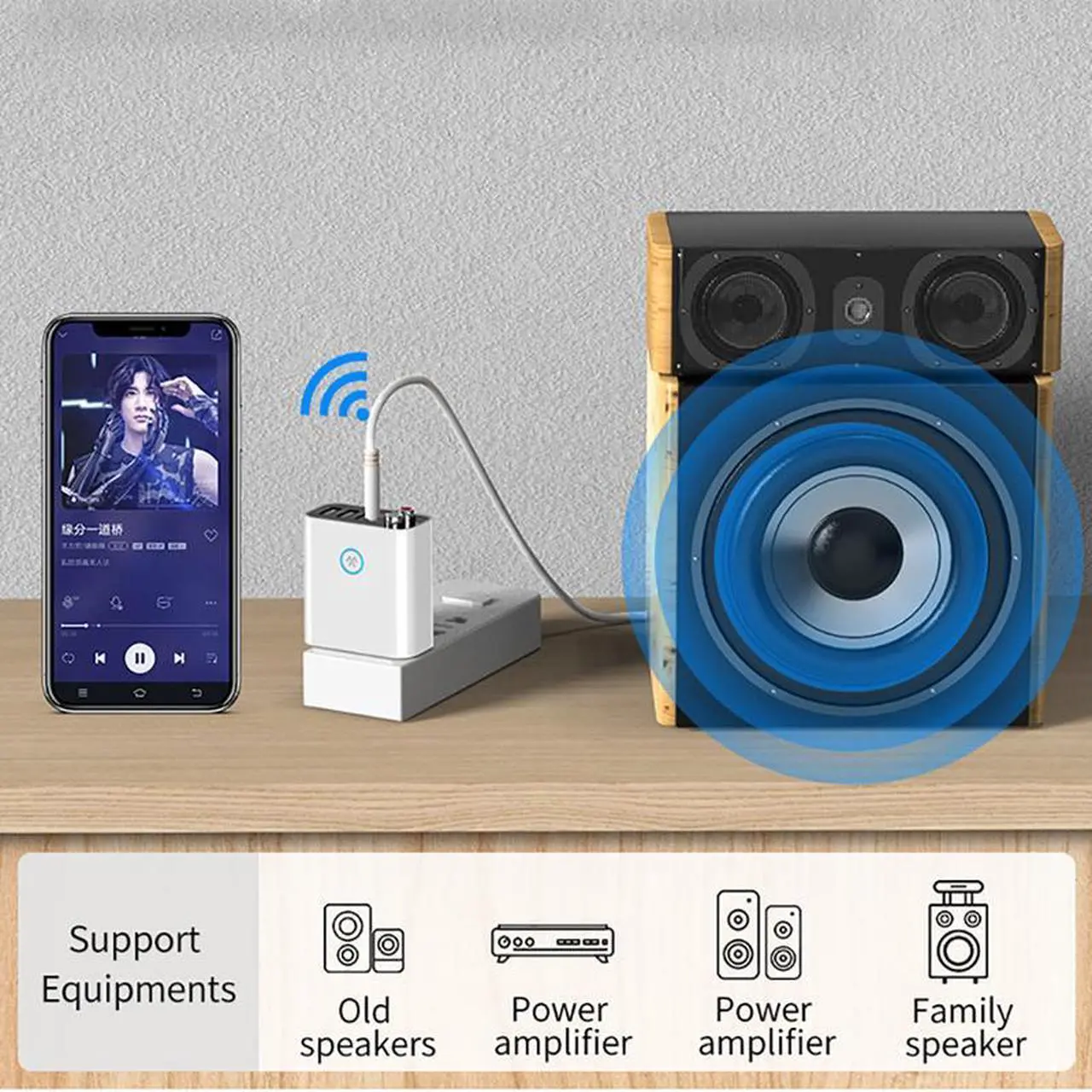 Alt view image 5 of 7 - 2 In 1 Bluetooth 5.0 Receiver Transmitter 3.5mm Aux L/R RCA Wireless Audio Adapter U Disk/TF Play Support APP Control USB Charger