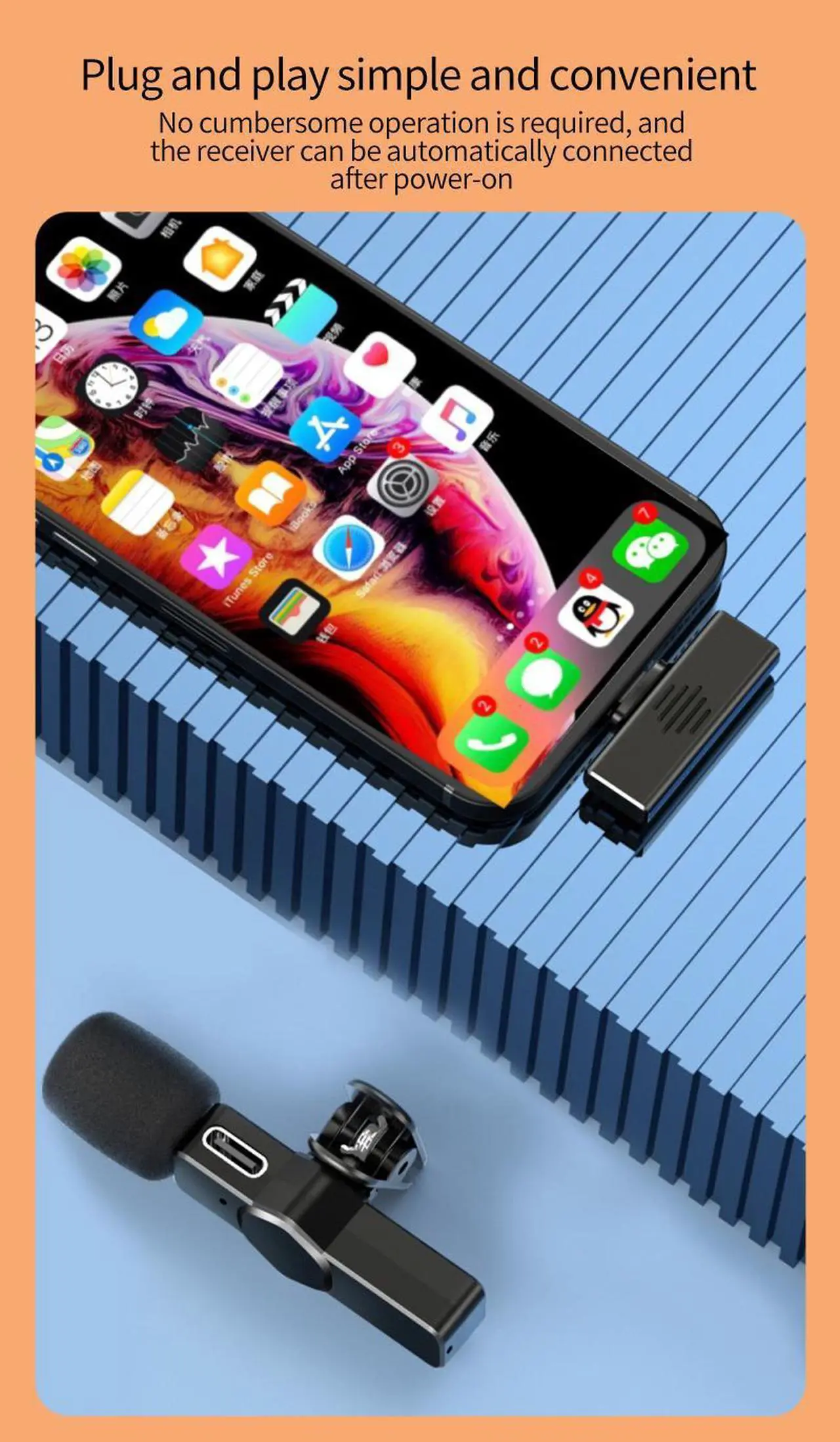 Alt view image 7 of 7 - Wireless Lavalier Microphone Lapel Clip Mic for Lightning iPhone Phone Support Multi-channel Real-Time Mixing