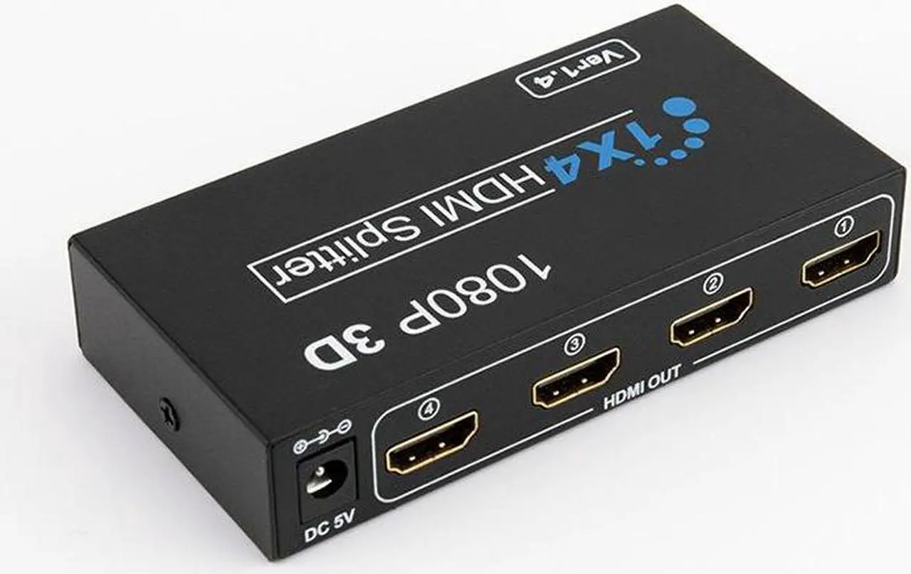 Alt view image 2 of 7 - HDMI Video Splitter 1x4 HDMI Splitter 1080P 3D Video Switch 1 in 4 Out Amplifier Display For HDTV DVD PS3/4