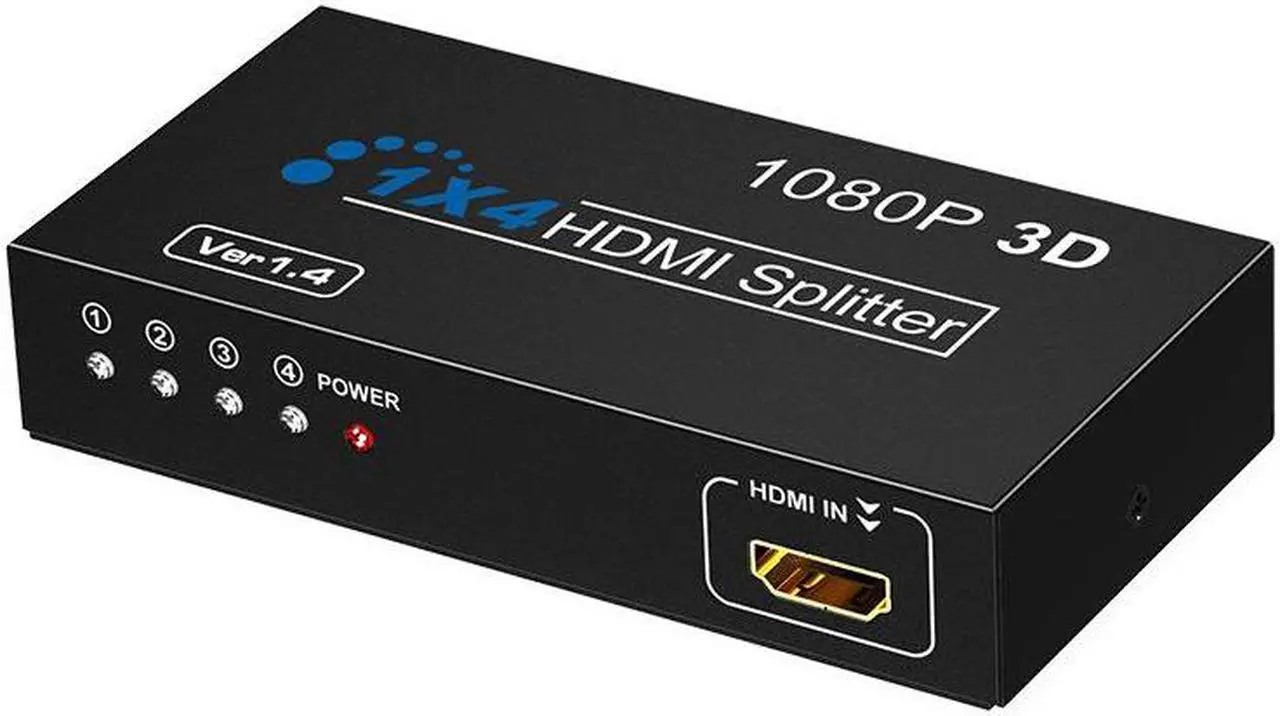 Alt view image 3 of 7 - HDMI Video Splitter 1x4 HDMI Splitter 1080P 3D Video Switch 1 in 4 Out Amplifier Display For HDTV DVD PS3/4
