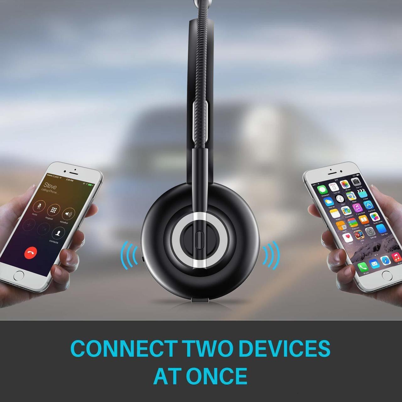 Alt view image 5 of 7 - Bluetooth Call Center Headset Telephone Handsfree Noise Cancelling Wireless Office Headphones with Microphone 17h Talking