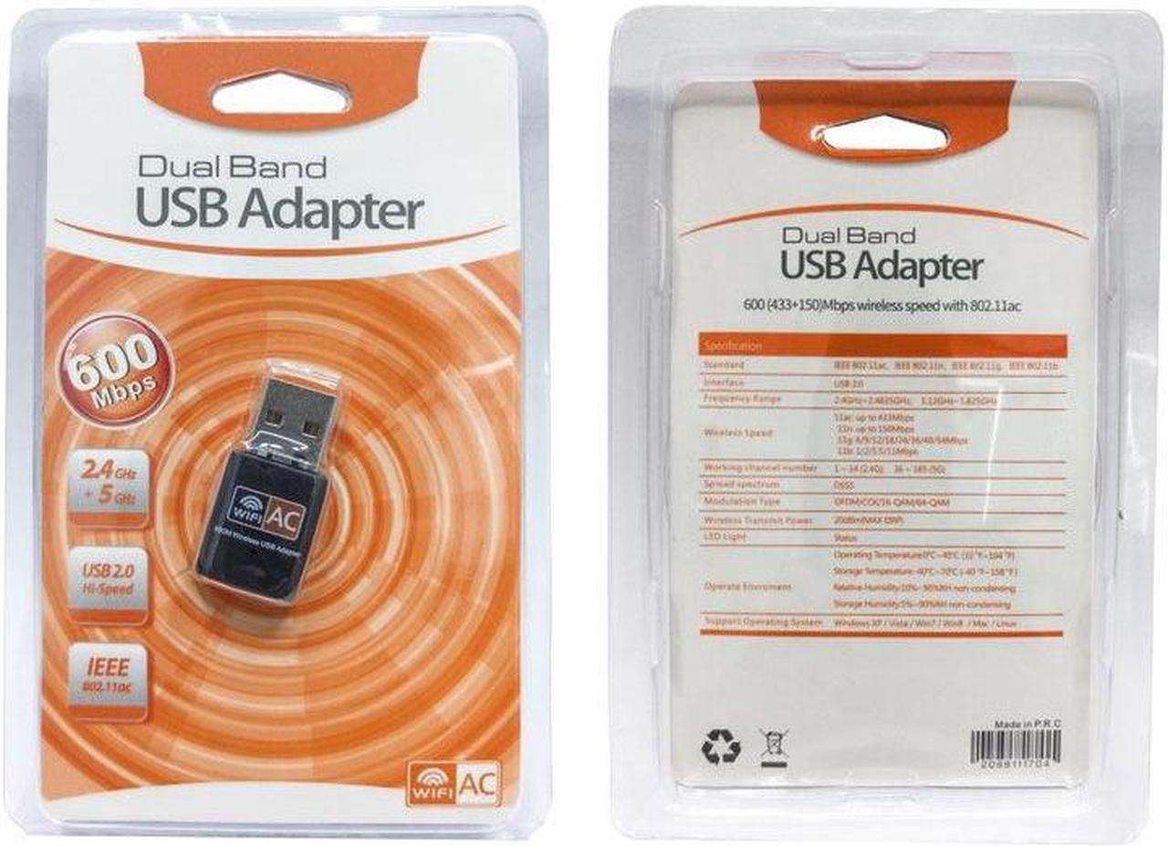 Alt view image 6 of 7 - 2.4Ghz/5.8Ghz USB Wireless/WiFi AC Adapter Dual Band 600Mbps Mini Network Card USB2.0 Wi-fi Adapter Support 802.11b/g/n
