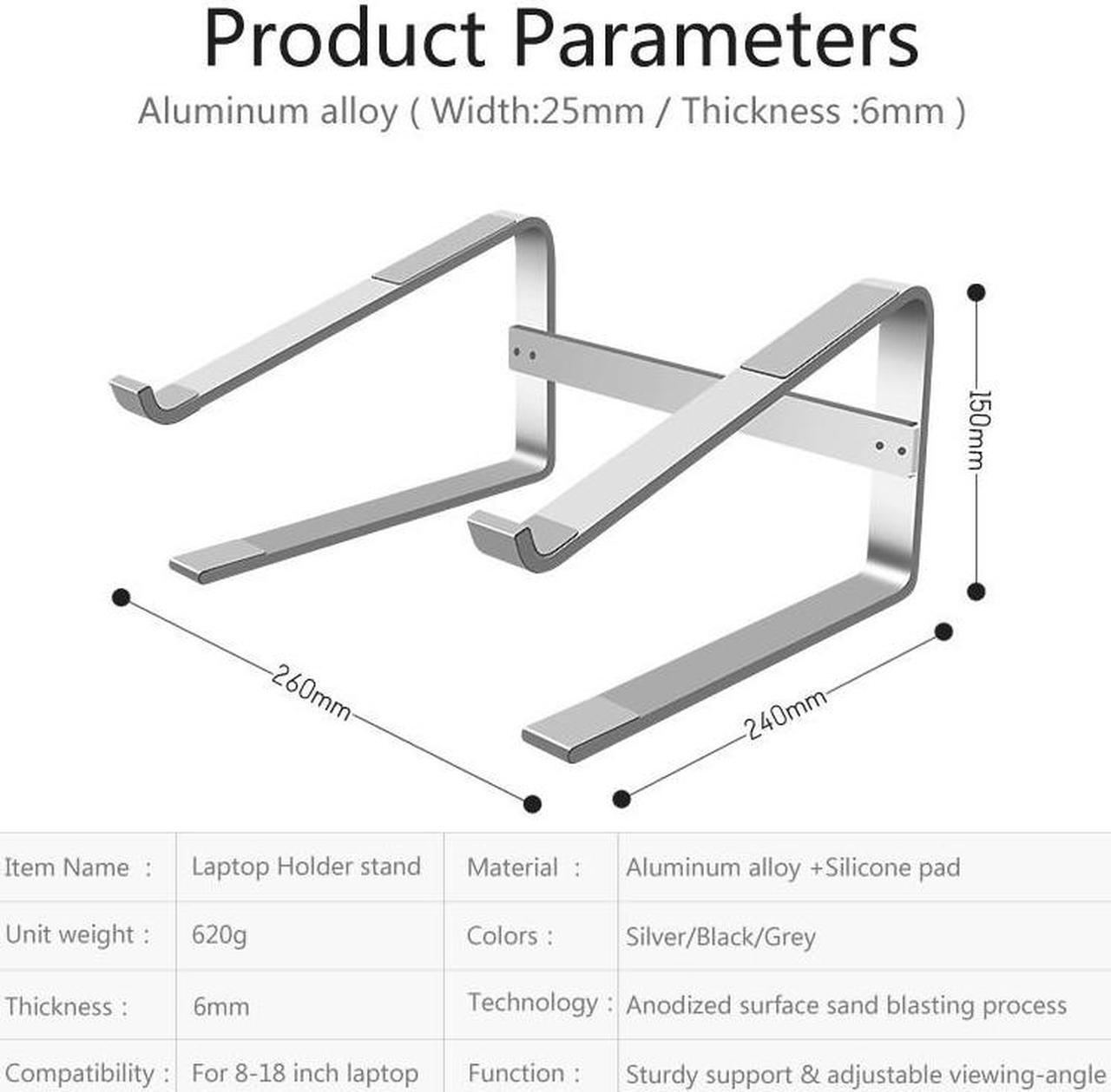 Alt view image 4 of 7 - Laptop Stand 10-18 inch Aluminum Alloy Bracket Notebook Stand Book Holder Support Laptop For Macbook Pro Dell Netbook Surface