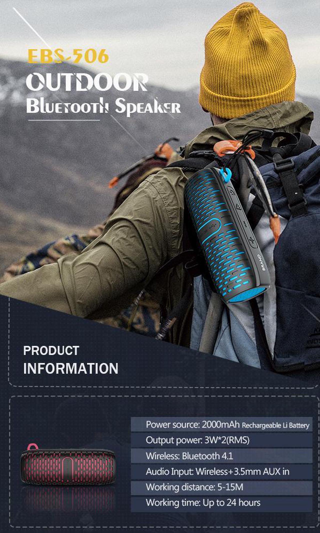 Alt view image 3 of 7 - Portable Wireless Bluetooth Speaker Amplifier Deep Bass Subwoofer Outdoor Loudspeaker IPX5 Waterproof Outdoor Boombox