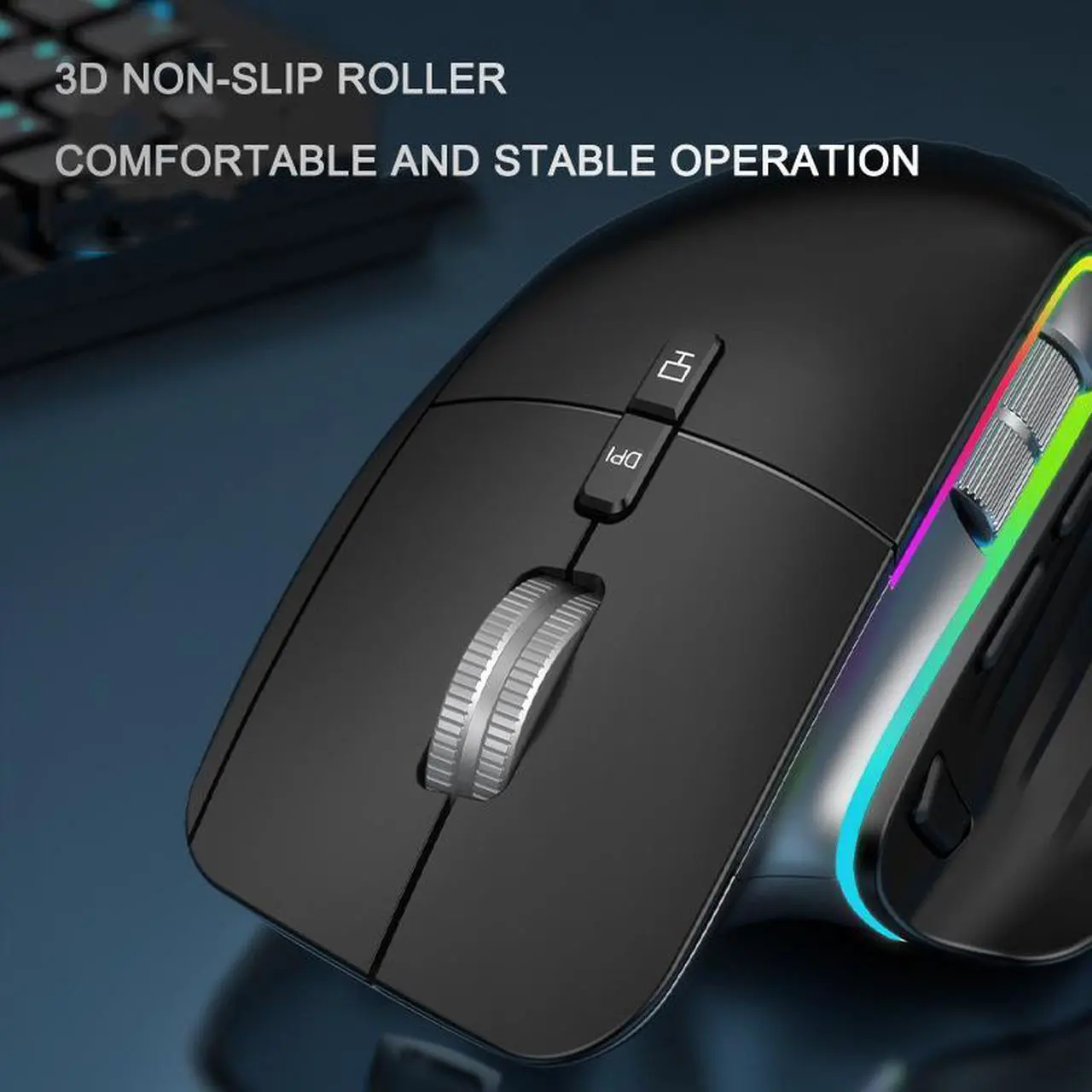 Alt view image 4 of 7 - Rechargeable Wireless 2.4Ghz Gaming Mouse 9 keys 4000DPI Adjustable Silent Mute RGB Mice Laptop Mechanical Office Home (Single mode)
