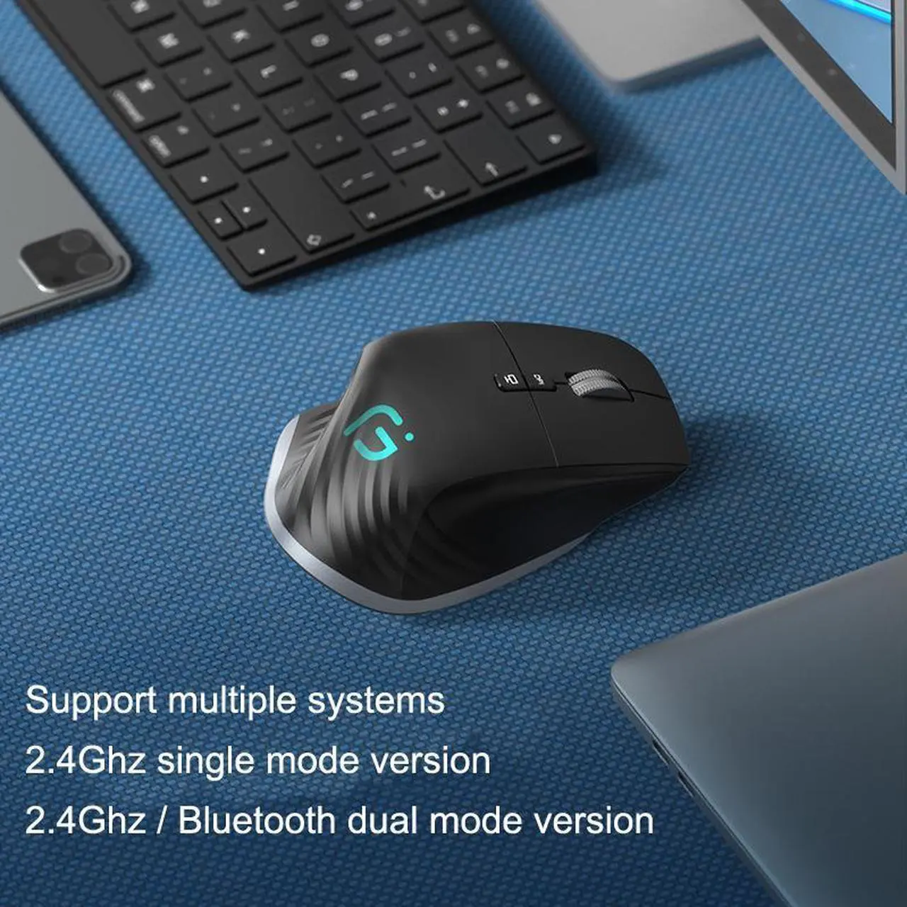 Alt view image 6 of 7 - Rechargeable Wireless 2.4Ghz Gaming Mouse 9 keys 4000DPI Adjustable Silent Mute RGB Mice Laptop Mechanical Office Home (Single mode)