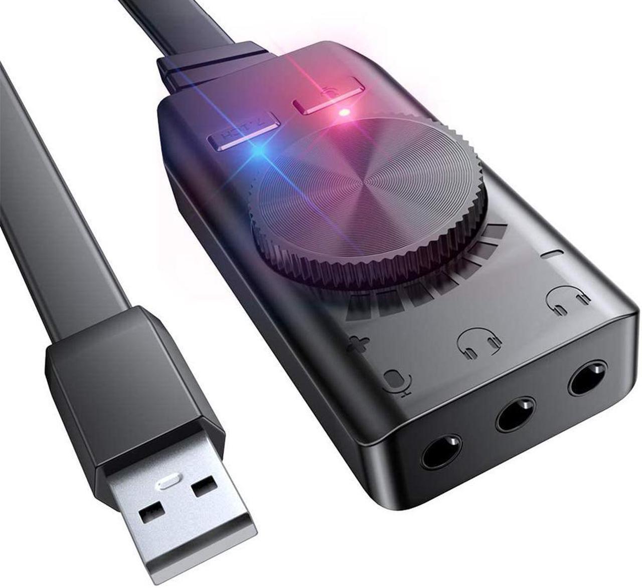 Alt view image 2 of 7 - Virtual 7.1 Channel Sound Card GS3 Black Converter Adapter External USB Audio 3.5mm Headset Stereo For PC Notebook Desktop