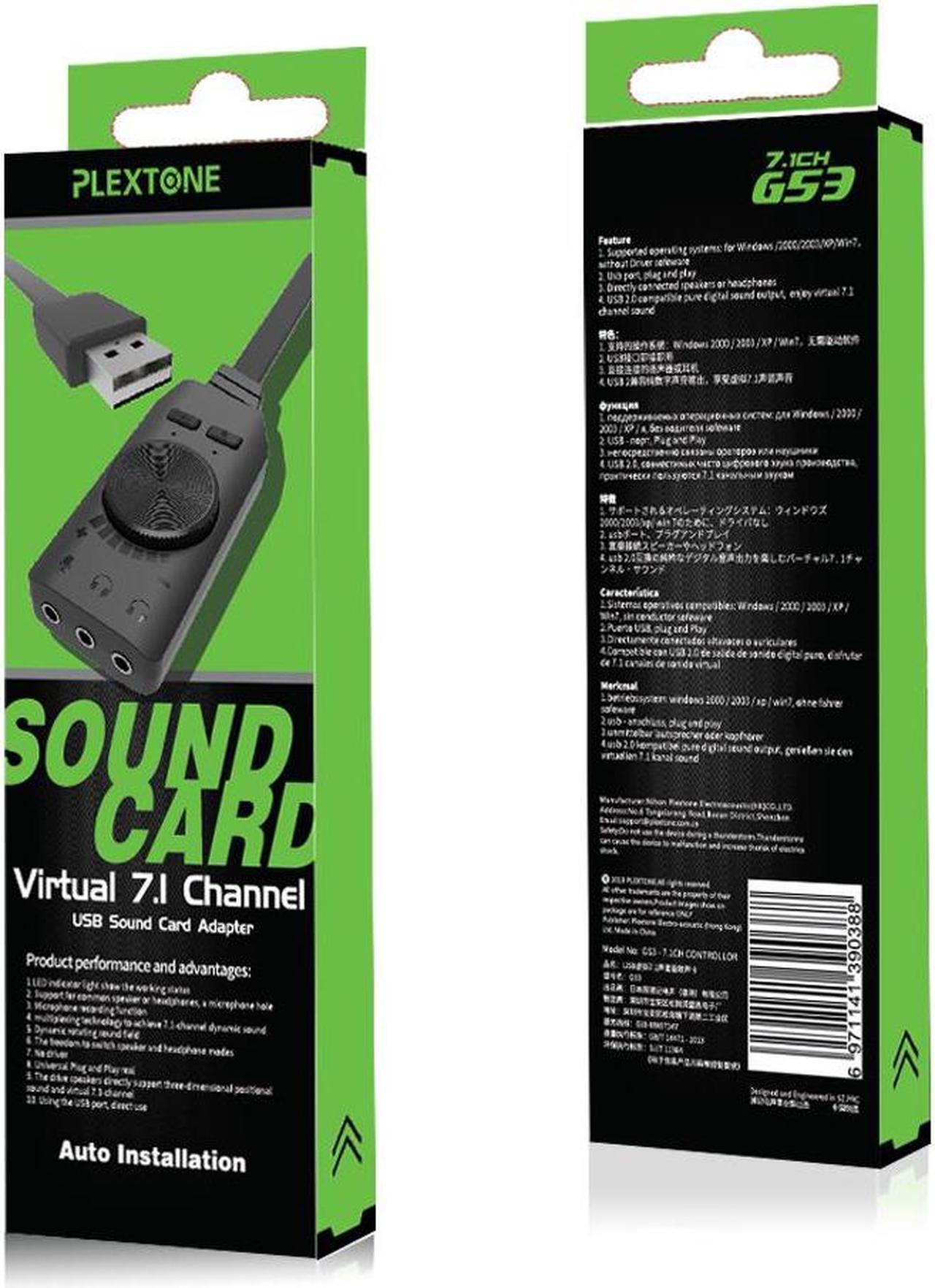Alt view image 7 of 7 - Virtual 7.1 Channel Sound Card GS3 Black Converter Adapter External USB Audio 3.5mm Headset Stereo For PC Notebook Desktop