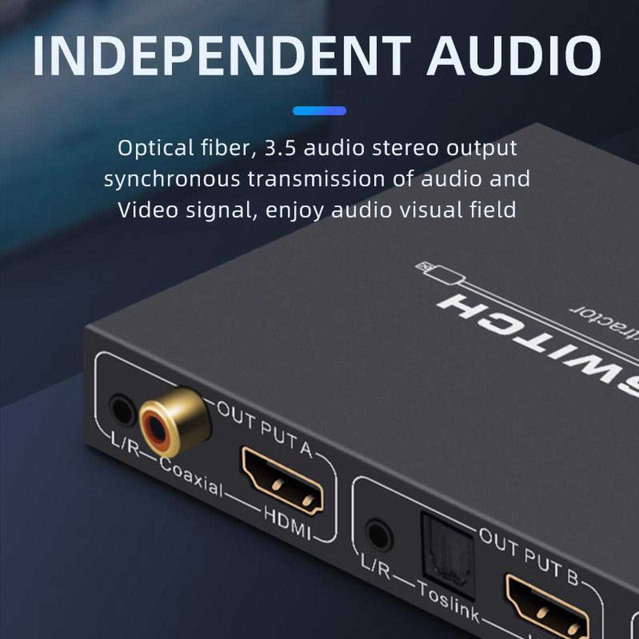 Alt view image 4 of 7 - HDMI 2.0 Matrix 4x2 HIFI with 3D Audio EDID HDMI Matrix Switcher 4 in 2 out Audio Extractor 4KHDMI Switcher Splitter
